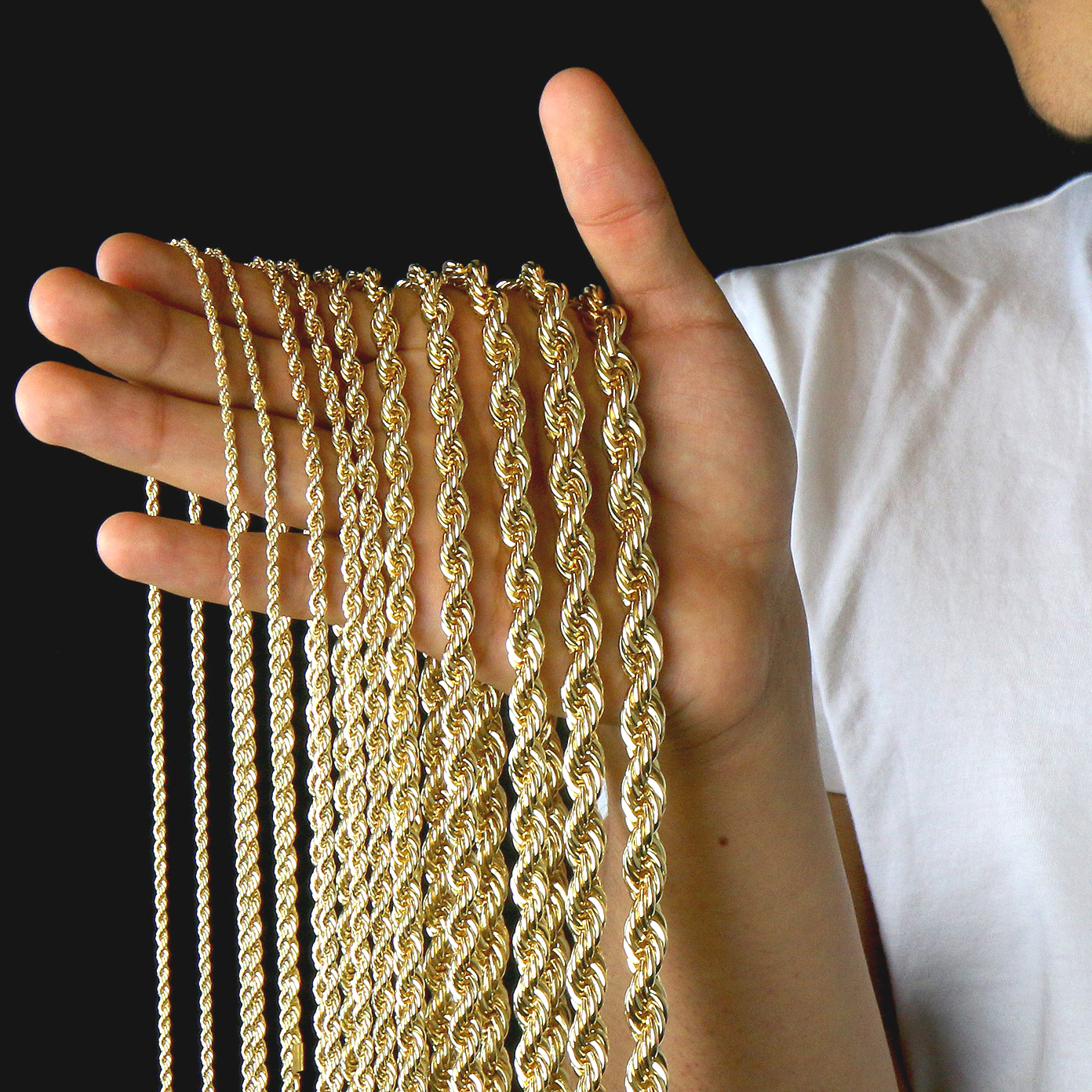 14K Gold Plated High Fashion 24″ inch Italy Rope Chain Necklace 2.5 mm-10 mm