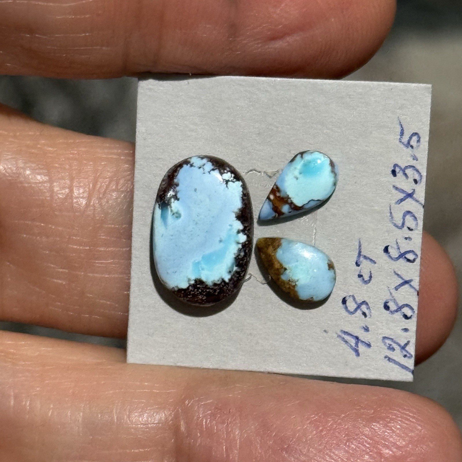 4.8ct 12.8-7.7mm 3pcs Lot Fine Golden Hill Lavender Turquoise Cabochon Gems