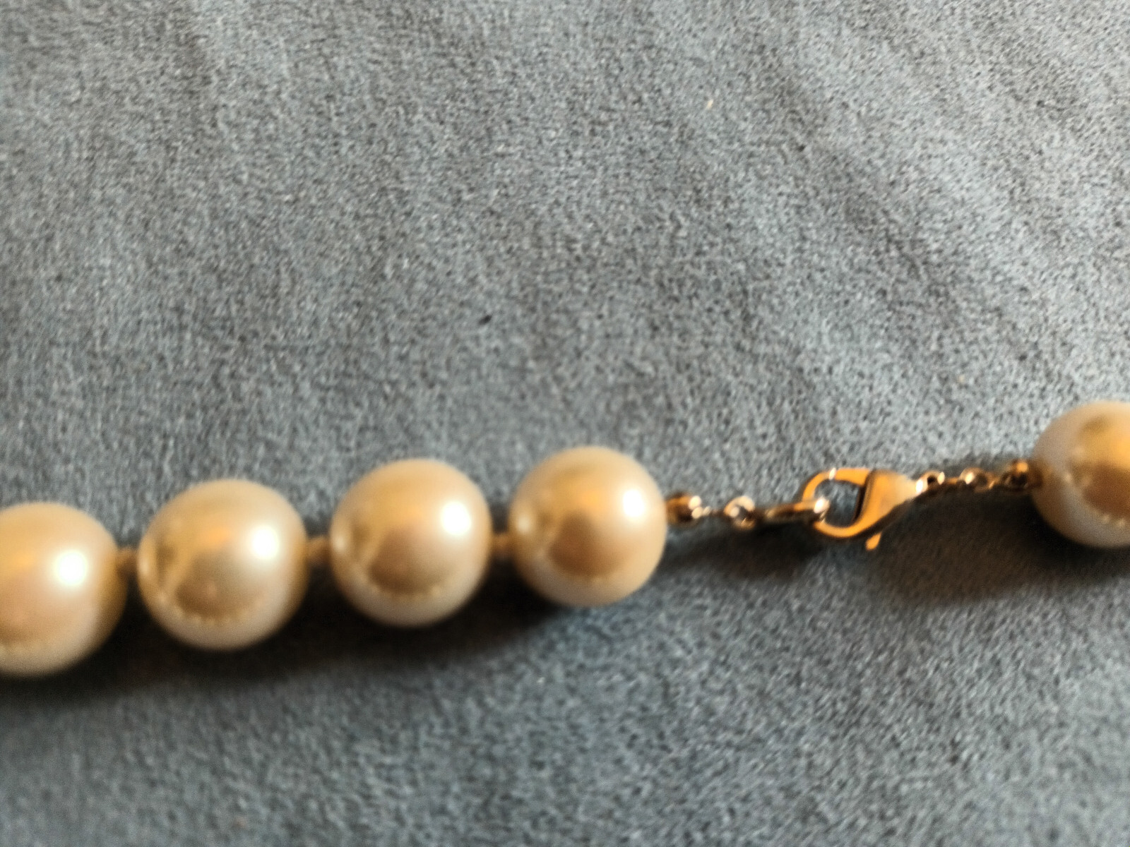 Off White Cream Champagne Faux Pearl 9mm Bead Necklace – 16″ long