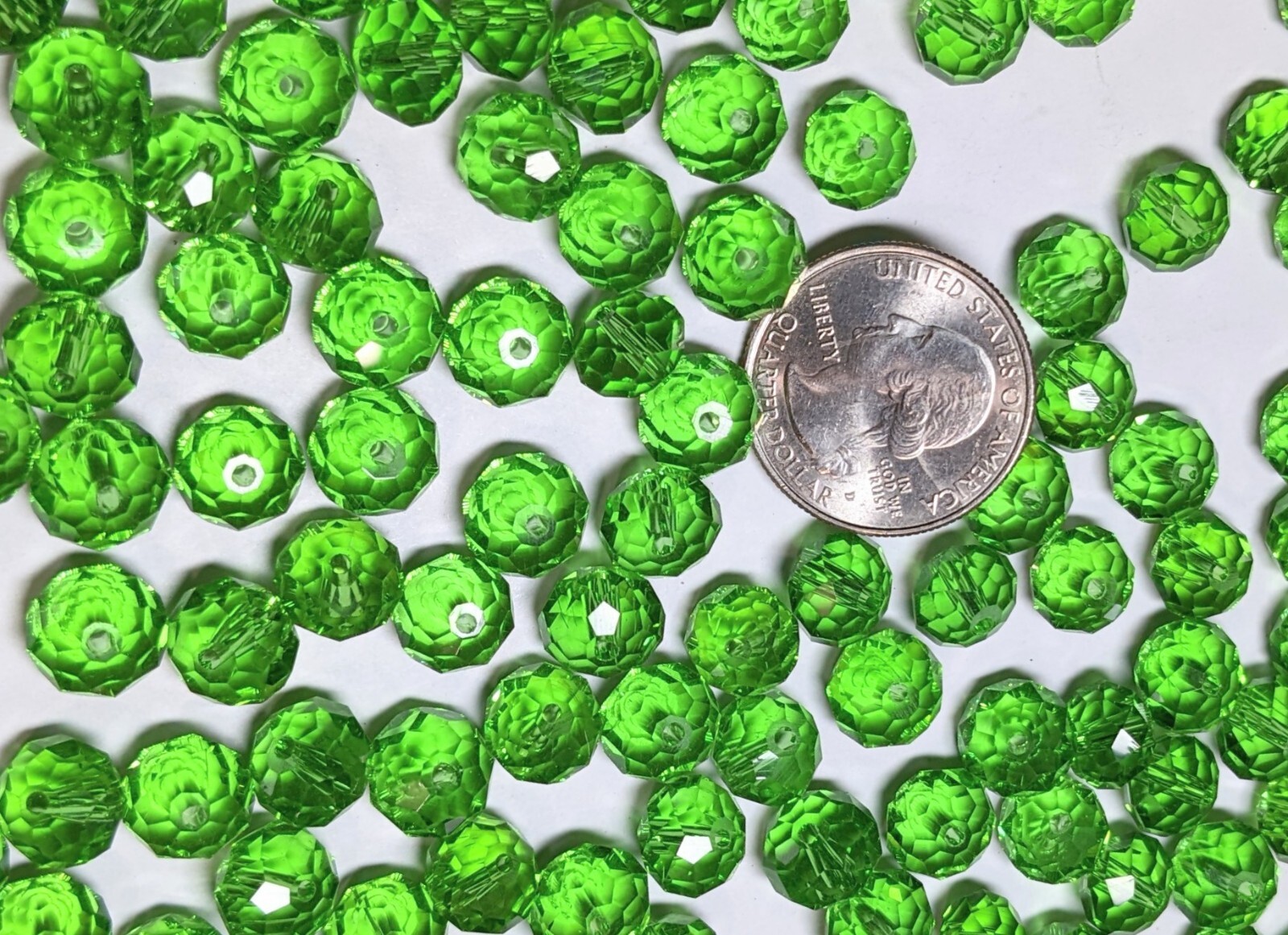 Crystal Beads 8mm Beads for Jewelry Making Bulk 180 pcs Grass Green Roundelle