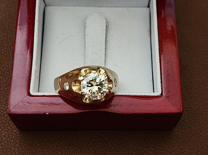 GIA CERTIFIED 14K YELLOW GOLD 2.72CT DIAMOND MENS RING 9.25 11.1GR