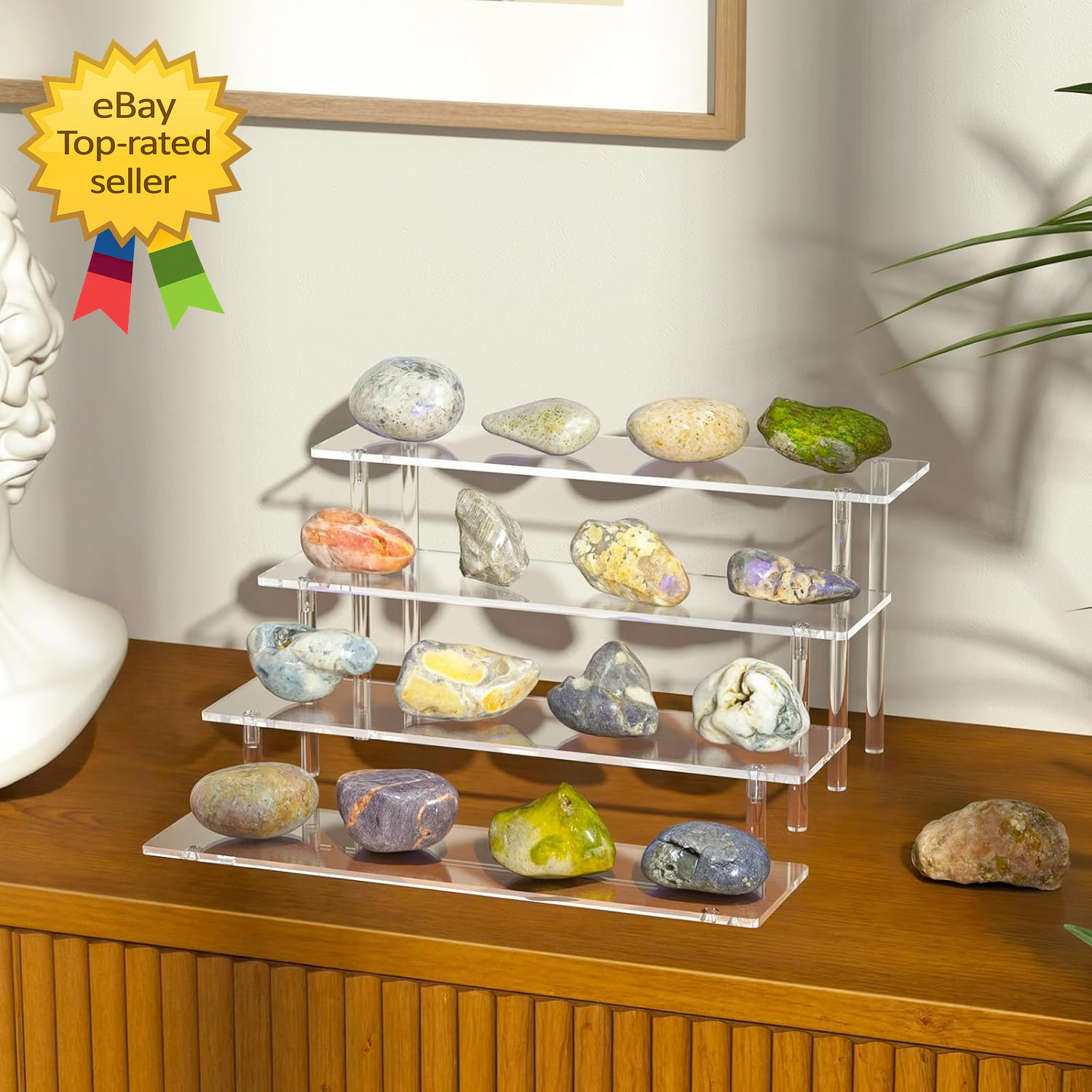 4 Tier Acrylic Display Riser Clear Organizer Stand for Cupcakes Perfume Figures
