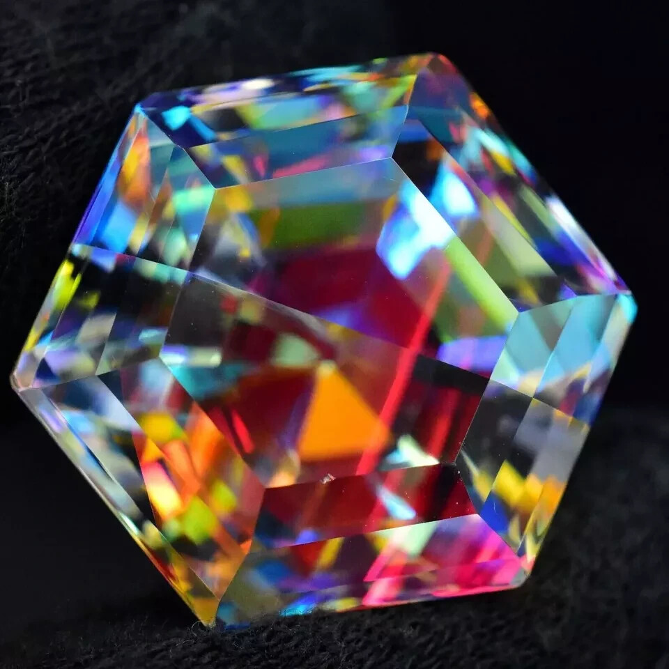 97 Ct Multicolor Certified Natural Mystic Hexagon Cut Loose Gemstone