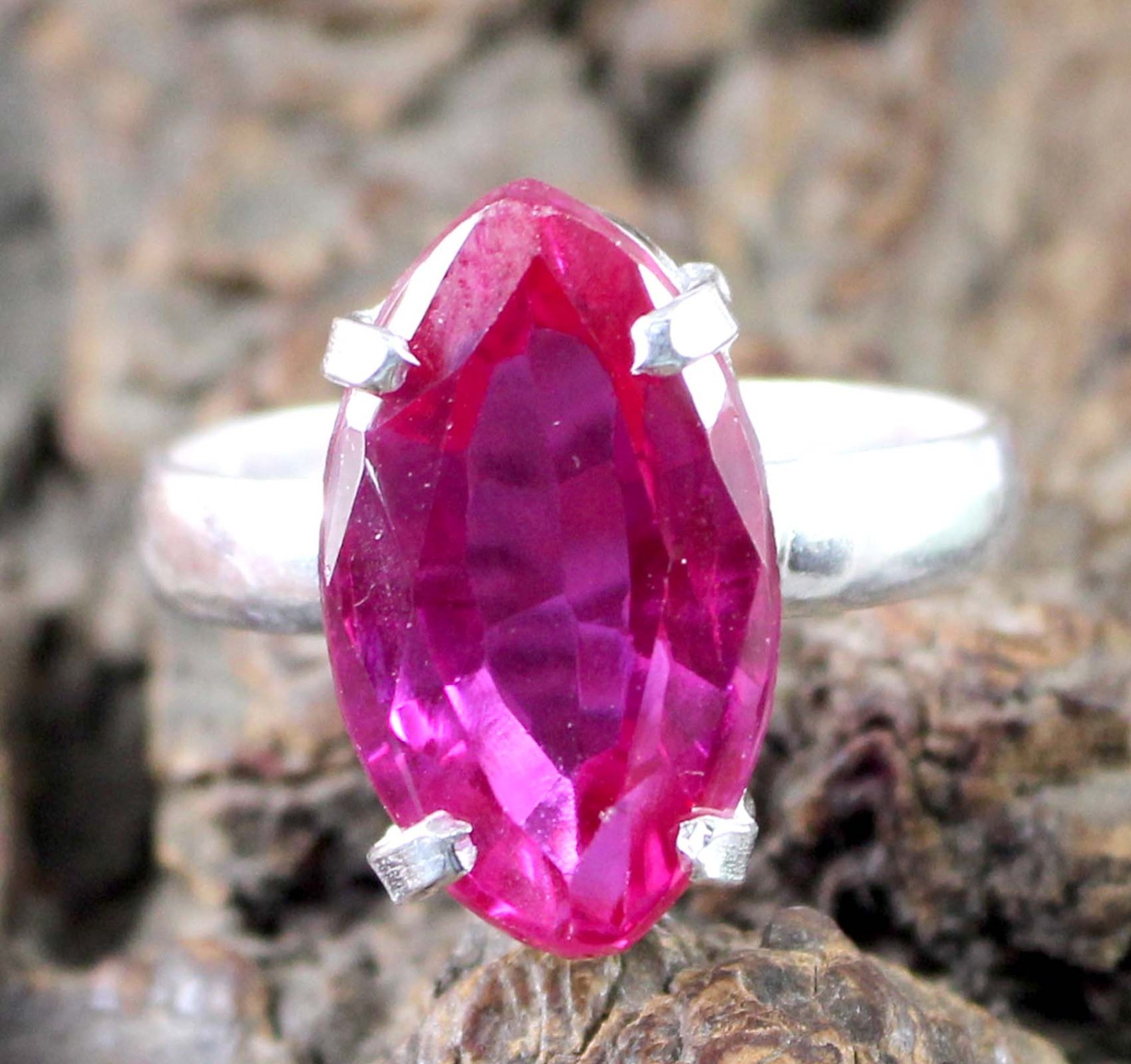 13.30 Ct Natural Padparadscha Pink Sapphire 16 x 9 mm Marquise Cut Gemstone Ring