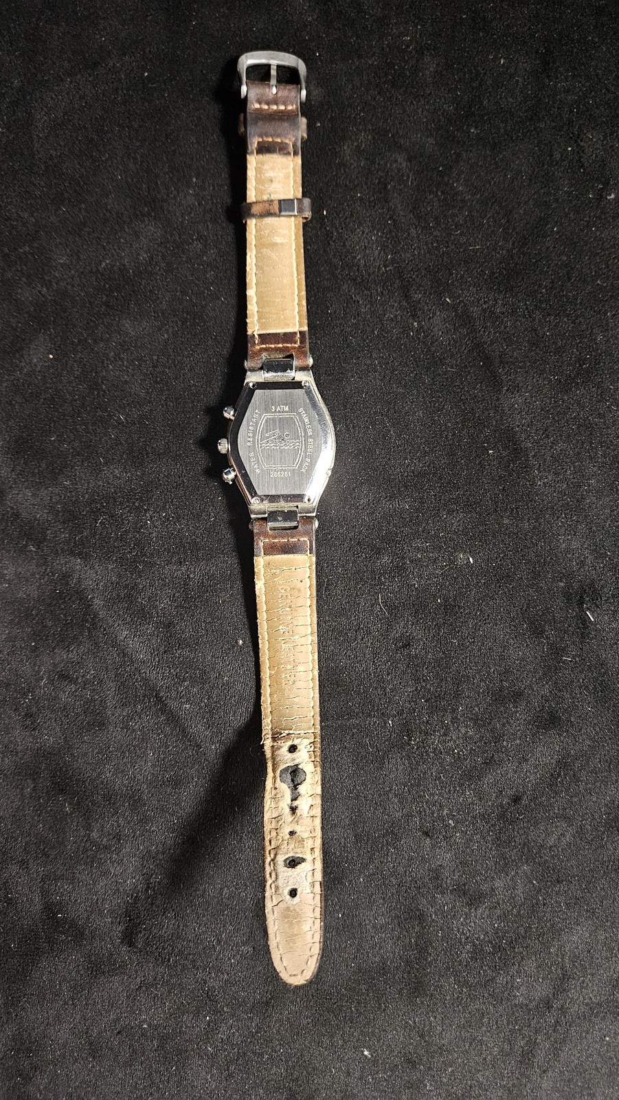 VTG Mercedes-Benz Watch Mens 34mm Black Dial Brown Leather Chronograph Date