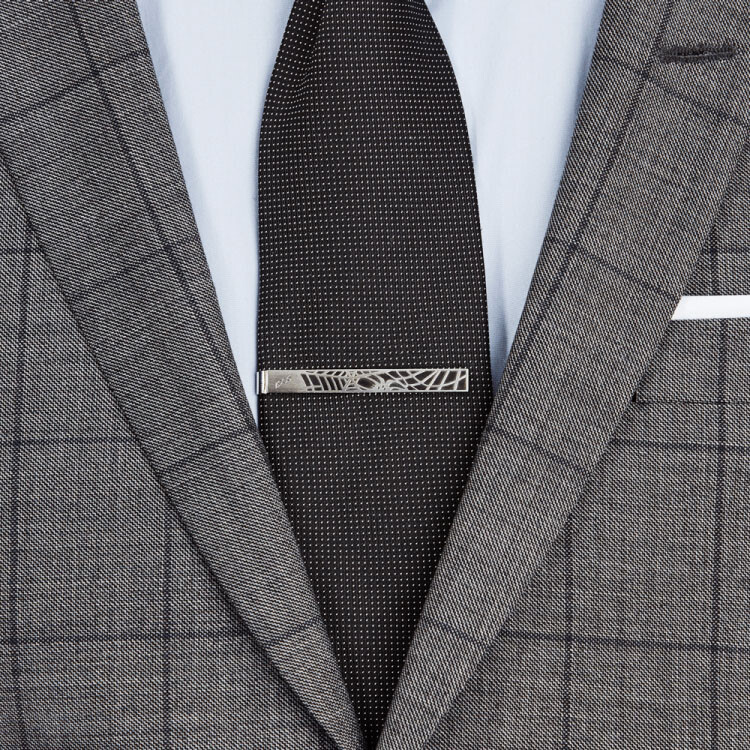 MONTBLANC BLACK SPIDER WEB TIE BAR CLIP STAINLESS STEEL 114710 BRAND NEW NO BOX