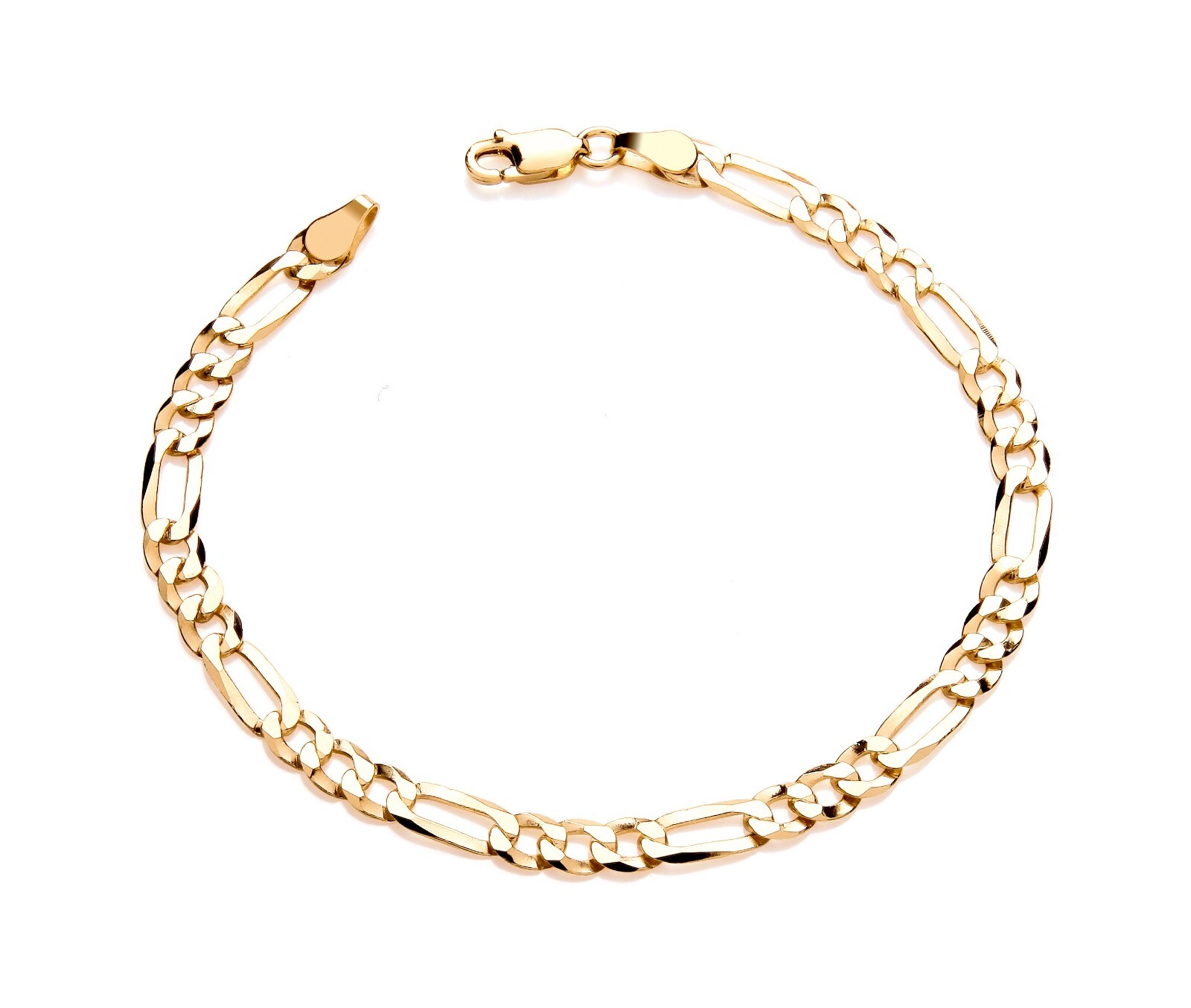 9ct Yellow Gold on Silver 7.5 inch Figaro Curb Bracelet Ladies or Girls – 4.5mm