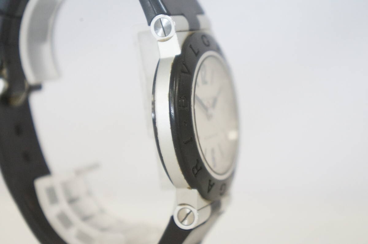 Authentic BVLGARI AL38A Mens Aluminum Wristwatch White dial Fast Shipping