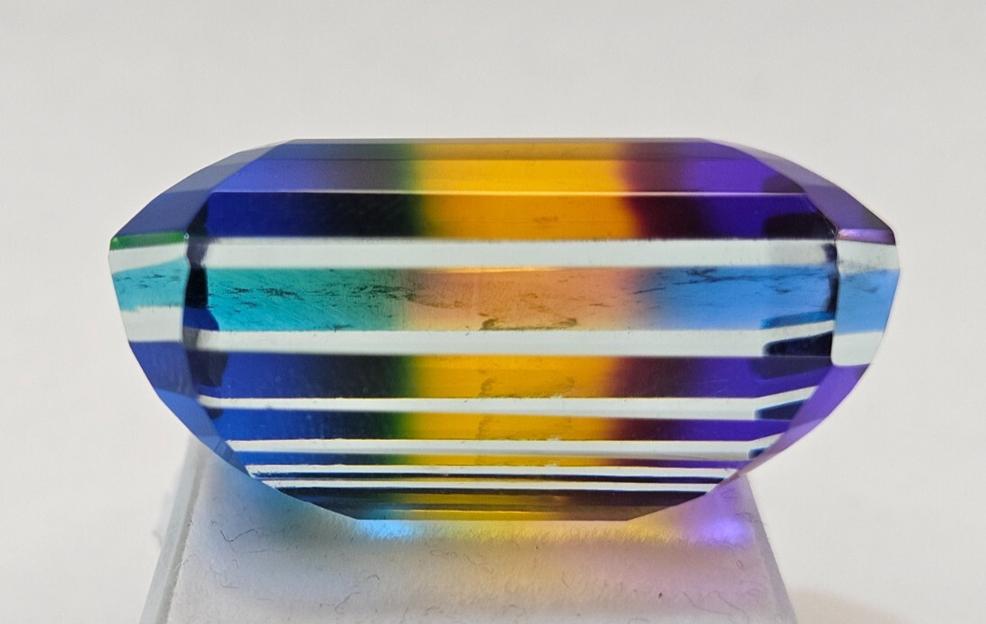 Tourmaline Bi-Colour 100+ Ct Emerald Cut Natural Certified Loose Gemstone