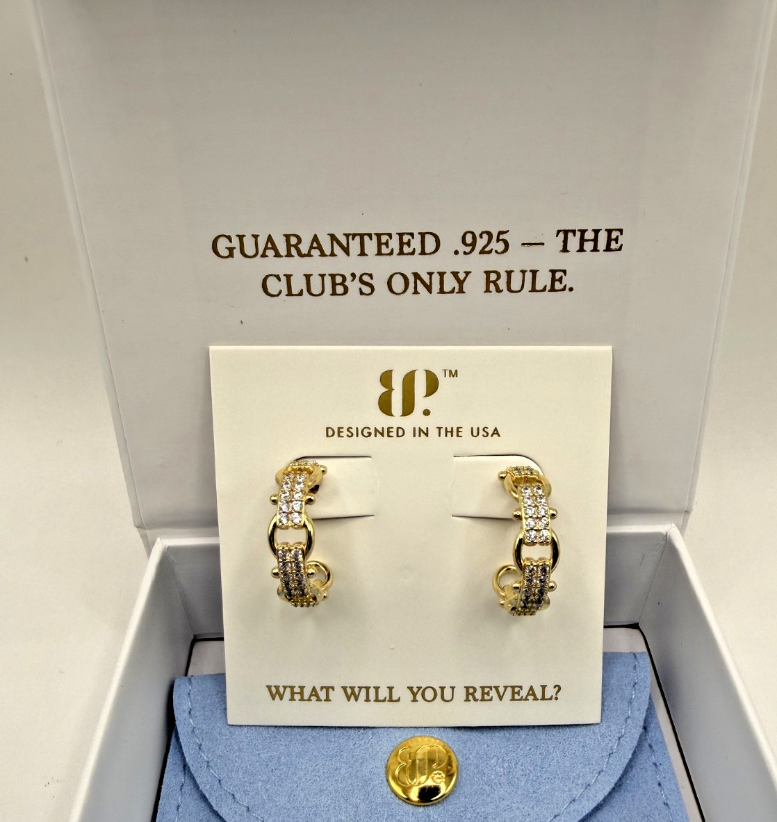New! Bombparty Vermeil Earrings-Gold Hoops-“Make Them Look” ER81812
