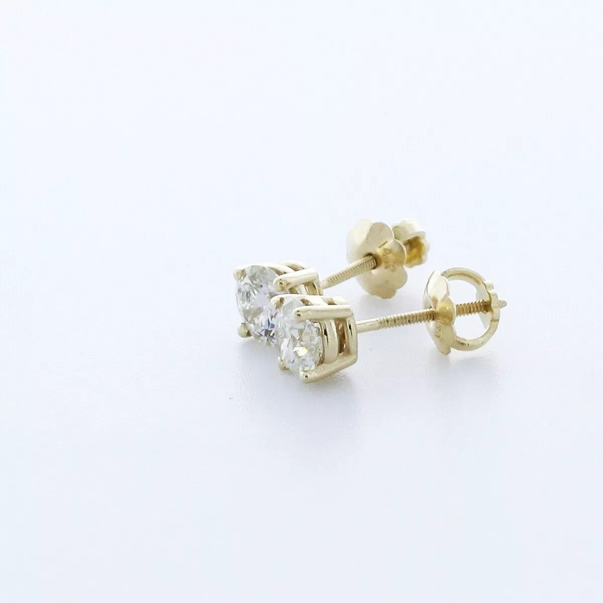 Stud Earrings Classic Solid 14K White Gold 1.26 CT Round Natural Diamond H SI2