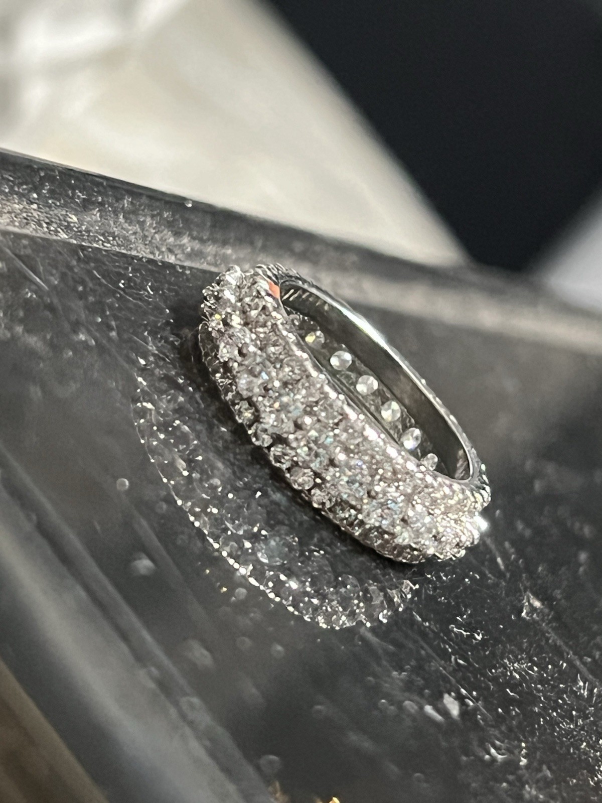 925 Sterling Silver Pavé Eternity Band Ring Size 8 8mm White/Colorless