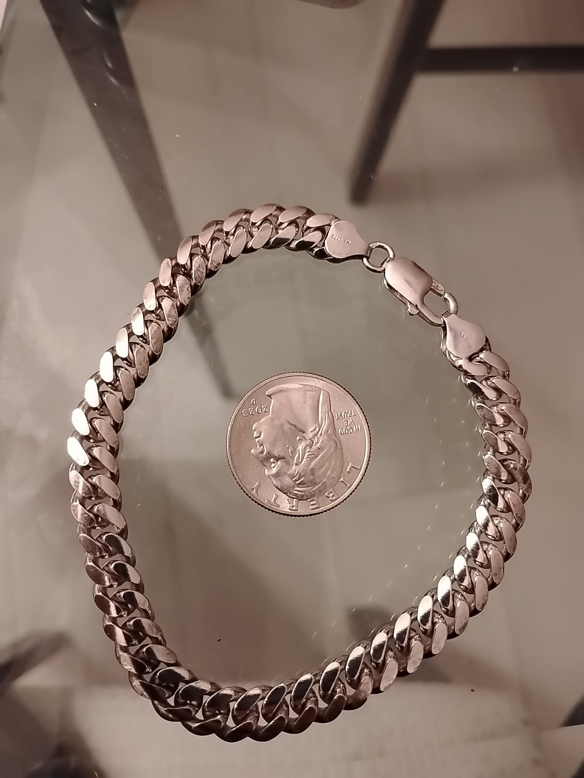 New 925 Sterling Silver 9 In Long 8 Mm Wide Miami Cuban Link Bracelet Free Ship