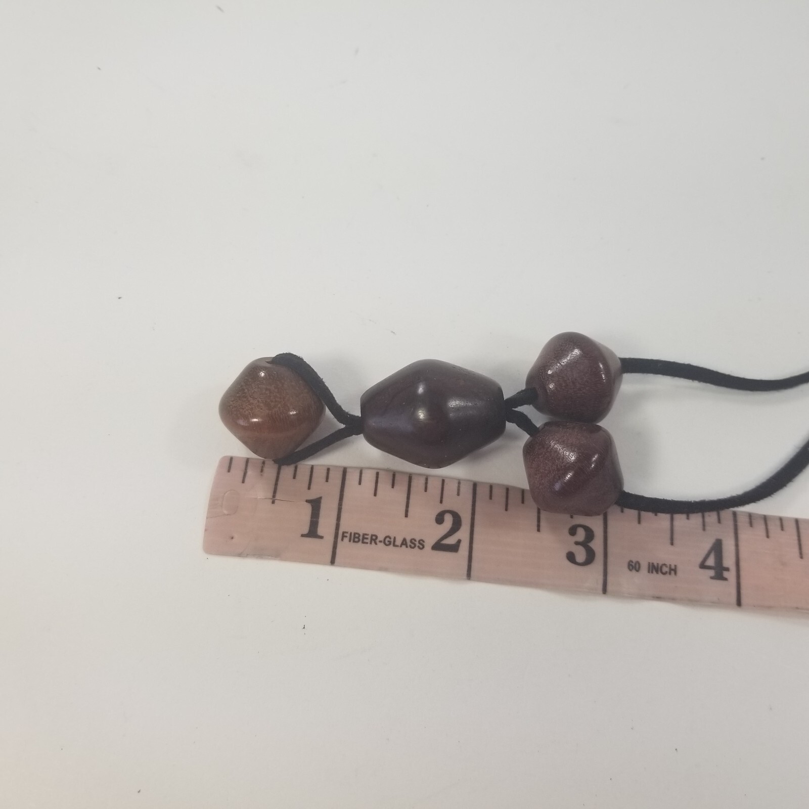VINTAGE RARE CHUNKY NATURAL WOOD GRAIN BEADS BOHO NECKLACE