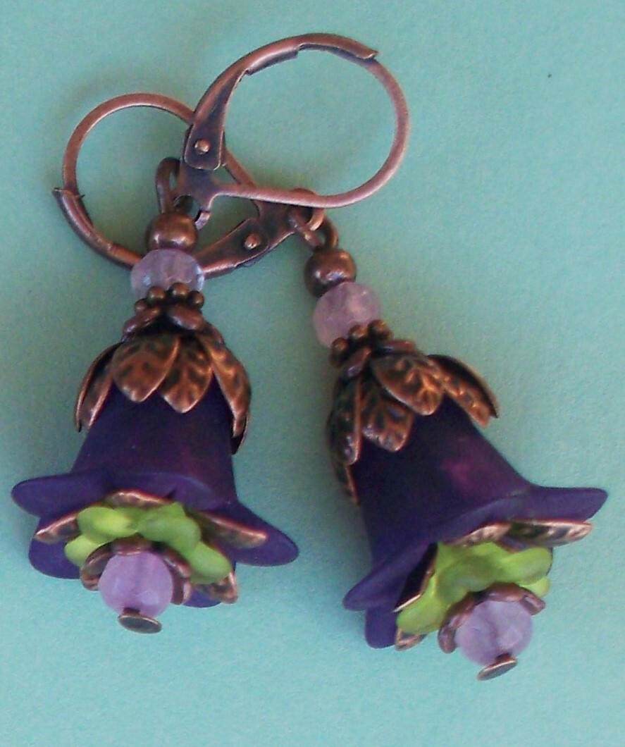 acrylic TRUMPET FLOWER with jade choose COLOR handcrafted XX