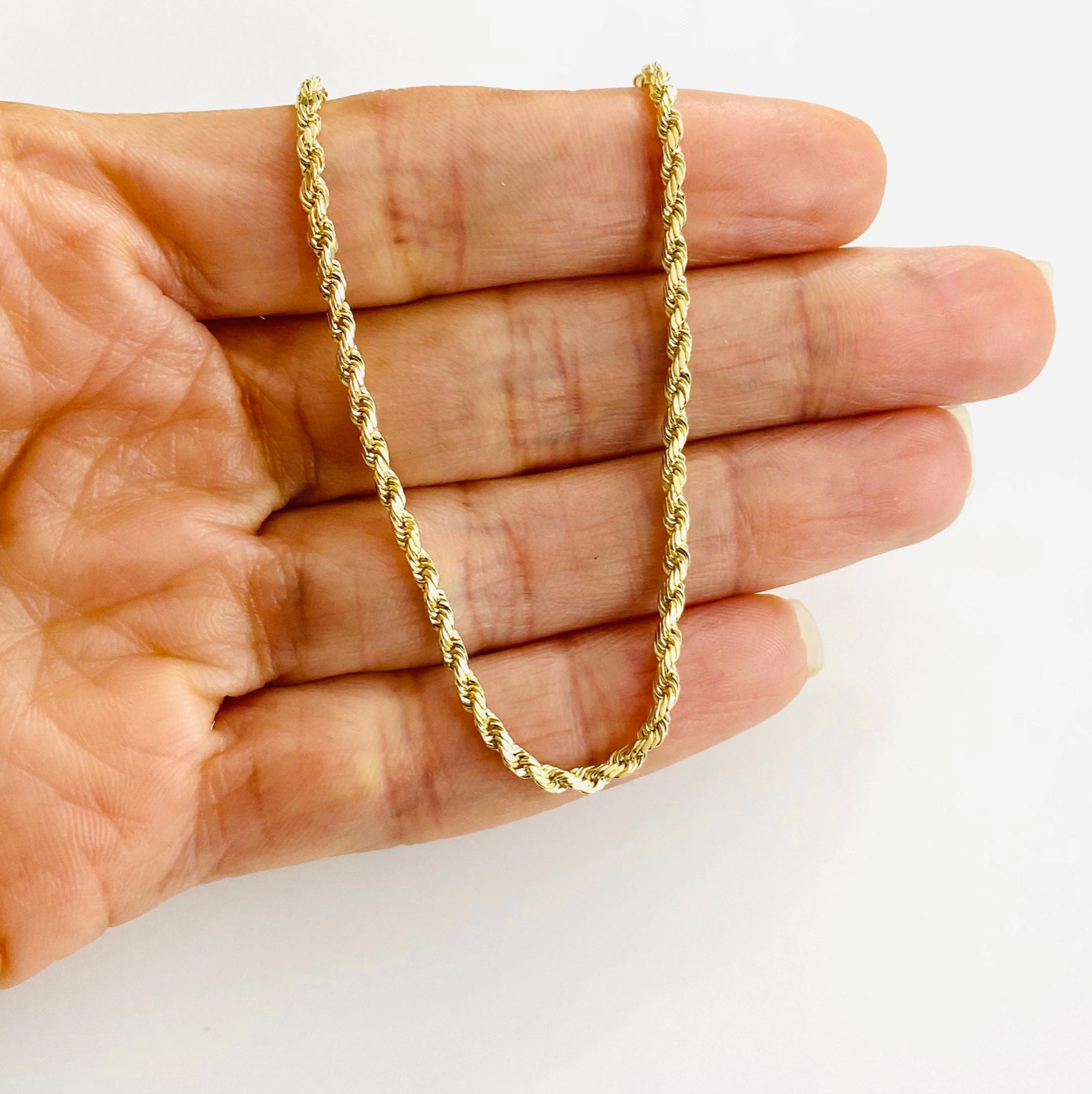 10K SOLID Gold 2mm Rope Anklet Bracelet, 10K Real Gold Anklets 9 – 10 inch-GA17