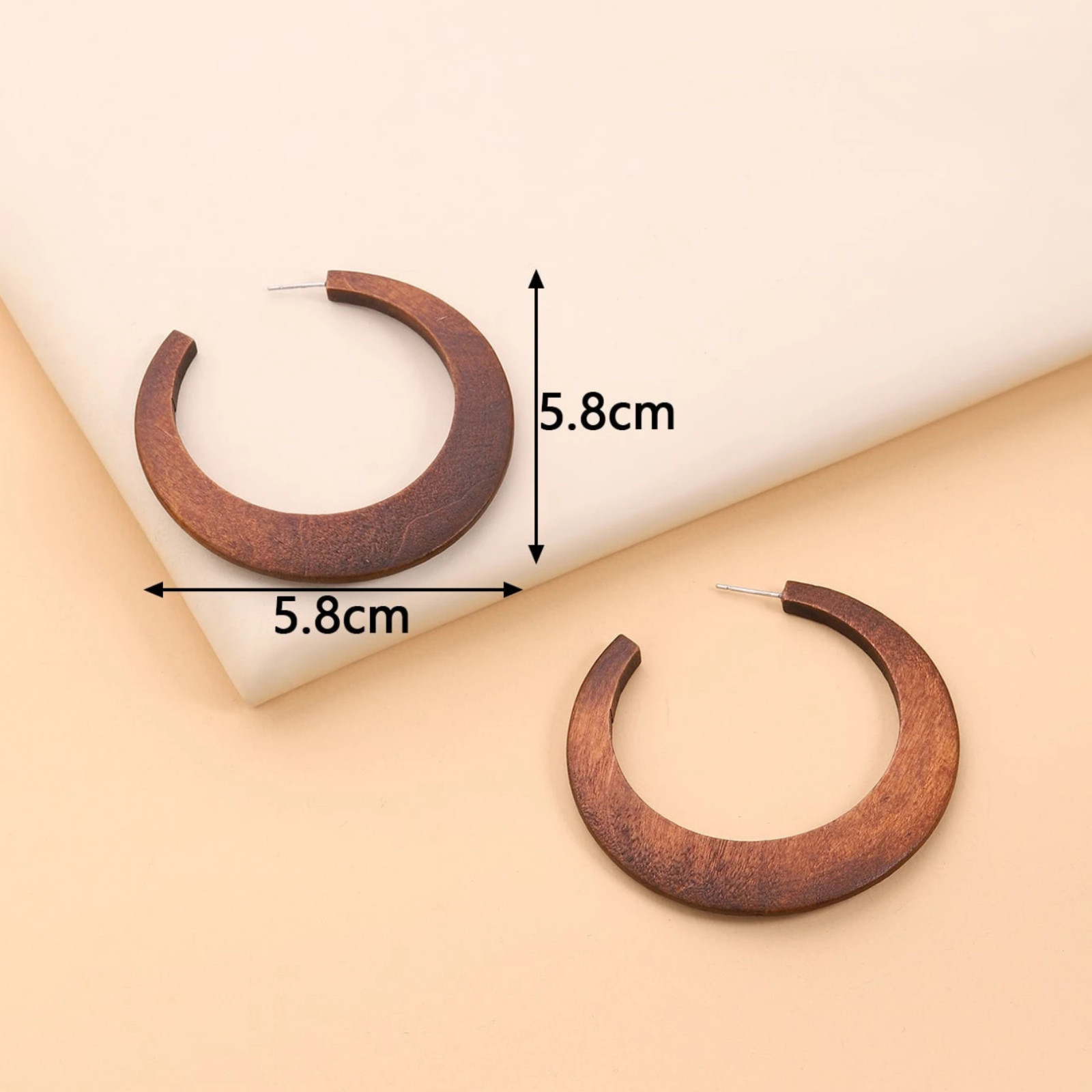 1 Pair Wooden Bead Hollow Round Earrings Drop/Dangle Ear Stud For Women