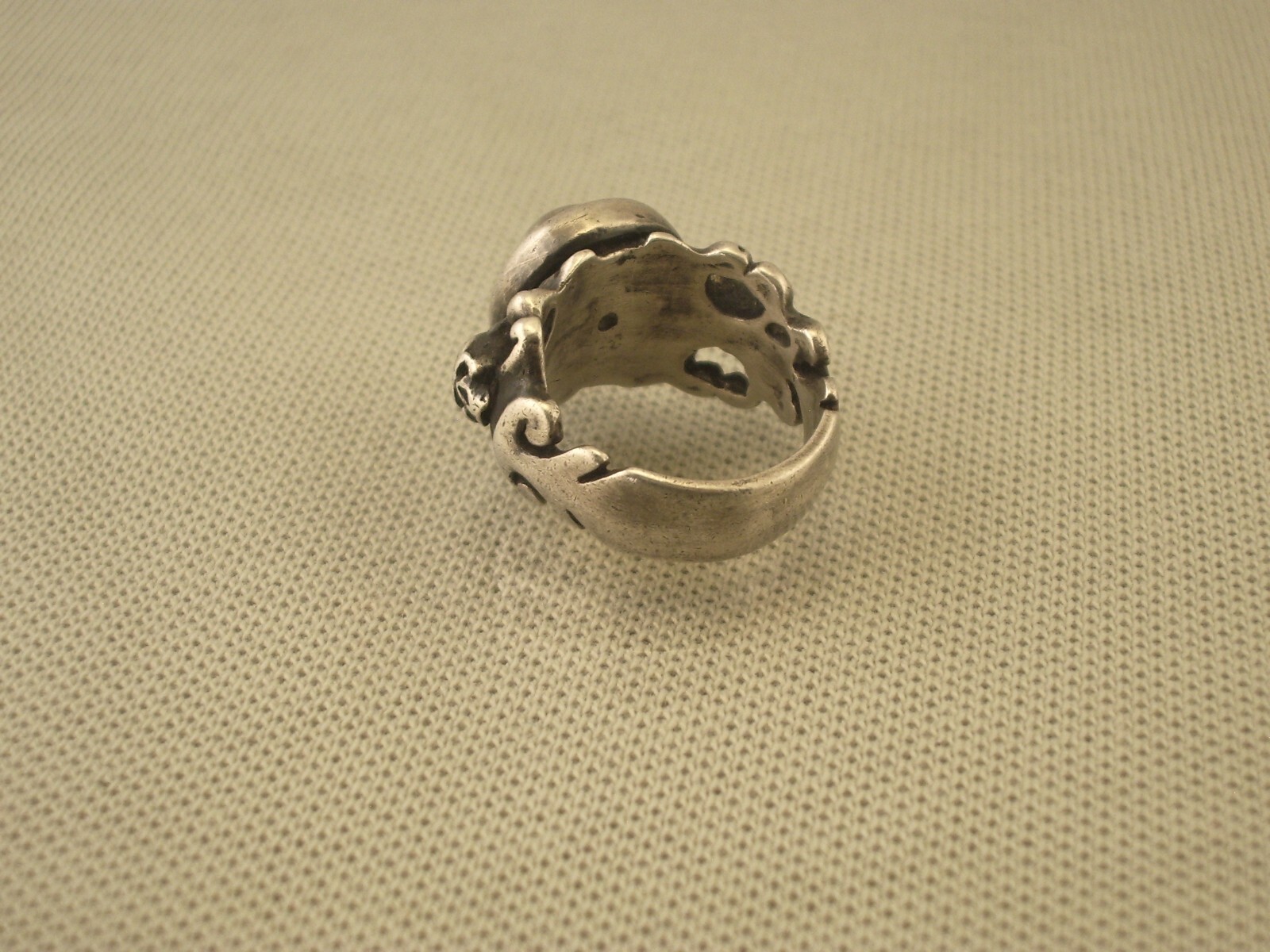Rare antique silver Memento Mori Skull Ring Size 7.5