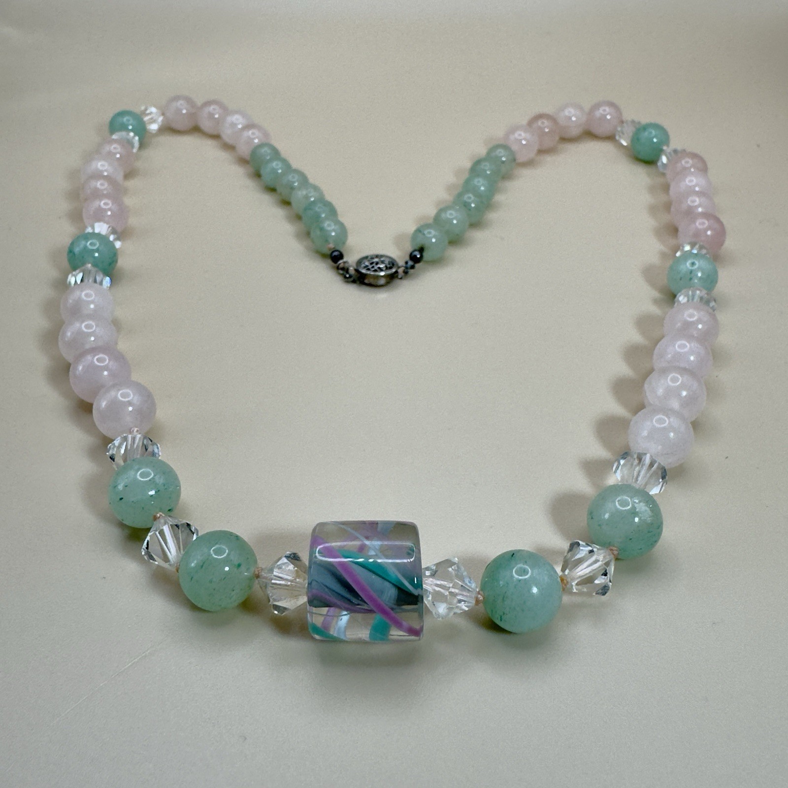 Pink And Green Gemstone Necklace Set, 24in Clasp And 32in Endless Strand