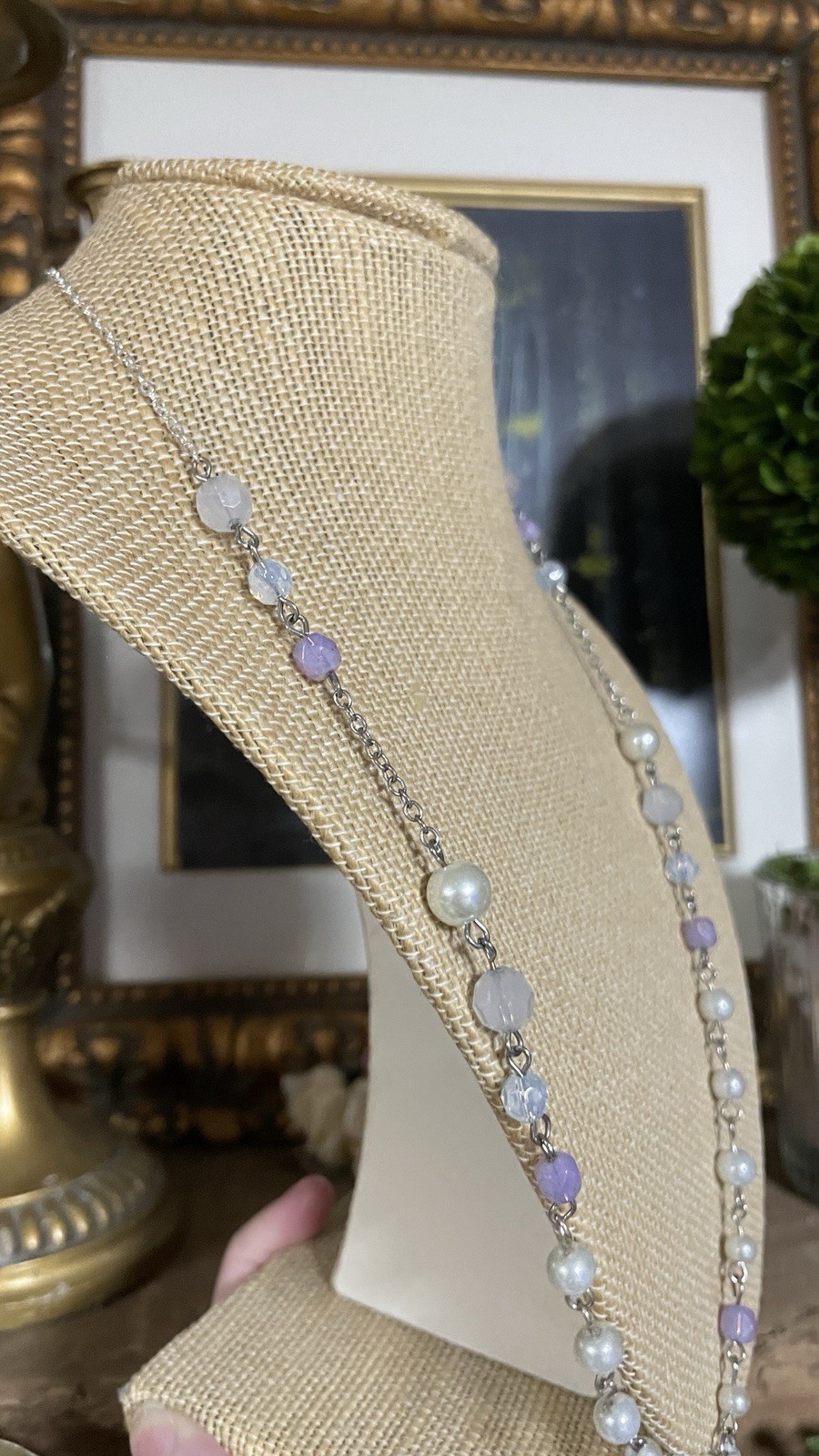 Up cycled chandelier pastel beaded fairy necklace
