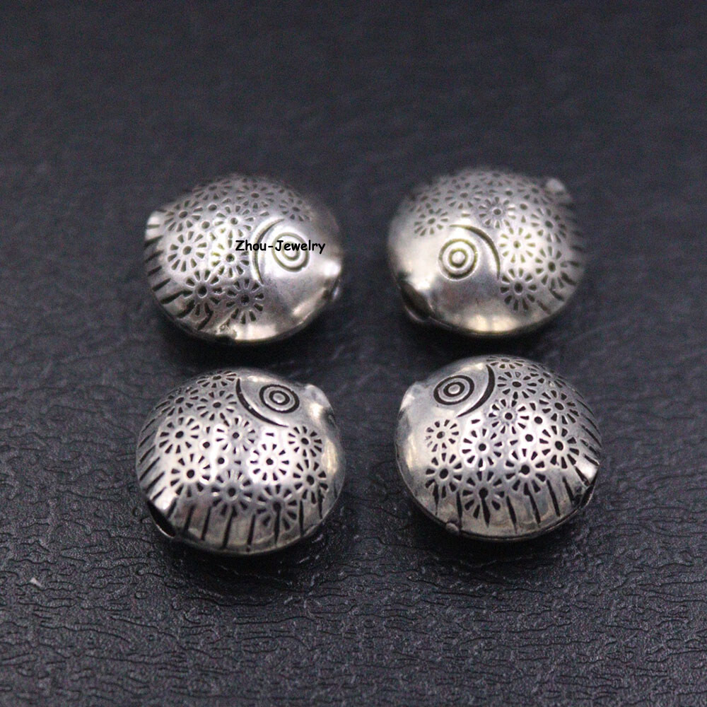 1PCS Real S925 Sterling Silver Pendant Men Women Round Fish Bead Pendant 1-2g