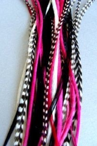 6-11 Hot Pink Hair Feathers Bonded Together At the Tip to Make One Feather Hair