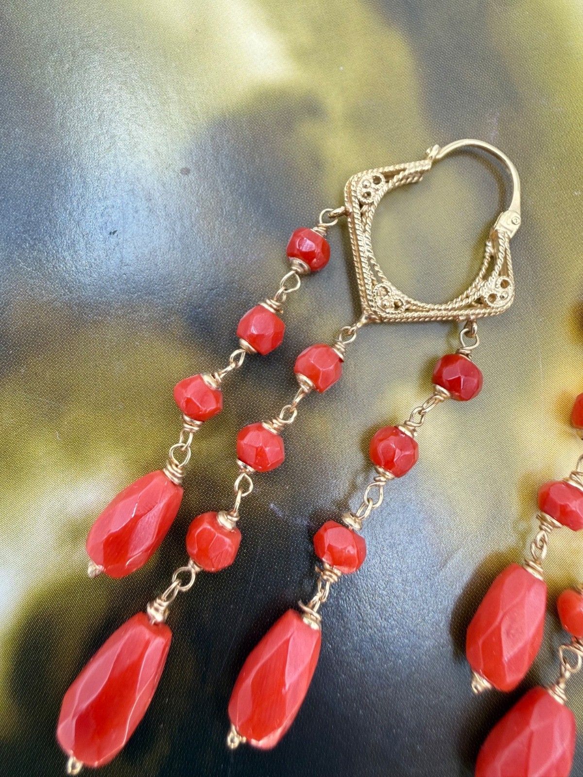 earrings earrings CORALLO red MEDITERRANEAN CORAL solid gold GOLD 18 KT-750