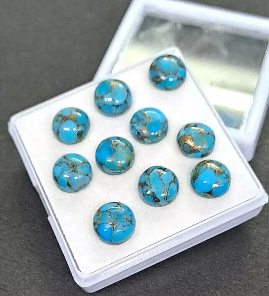 AAA+ Blue Copper Turquoise Smoth Round Shape Loose Gemstone