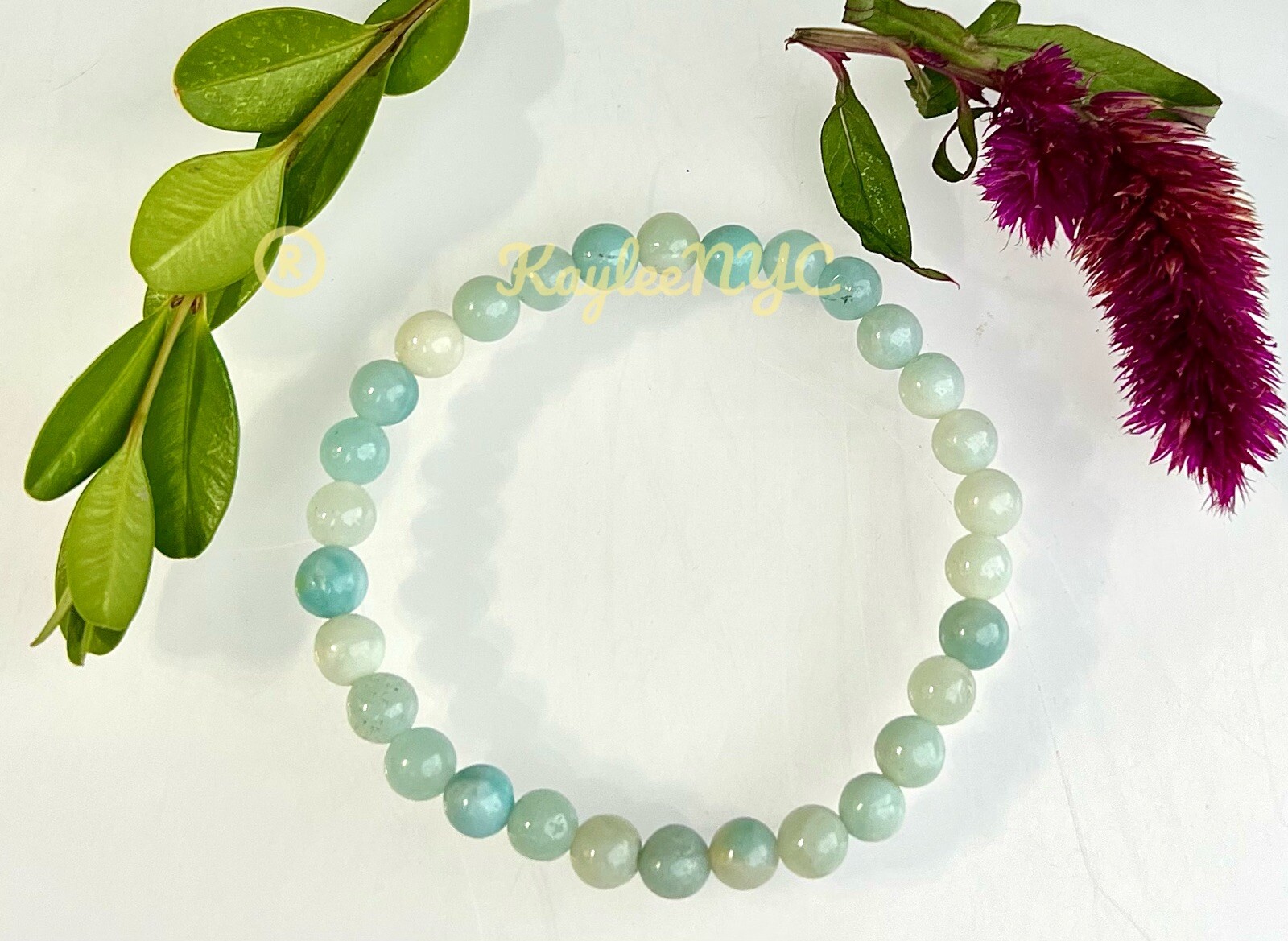 Wholesale 6 Pcs Natural Amazonite 6mm 7.5” Crystal Healing Stretch Bracelet