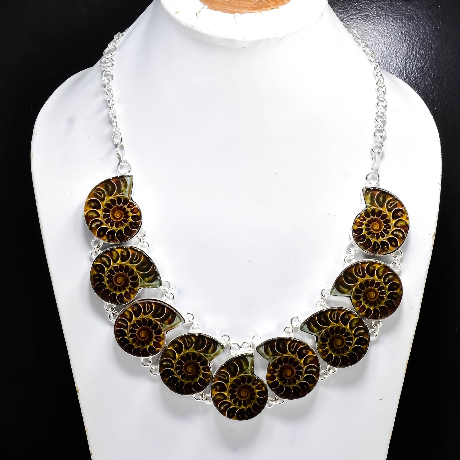 Ammonite Fossil Gemstone Handmade Sterling Silver Spiritual Jewelry Necklace