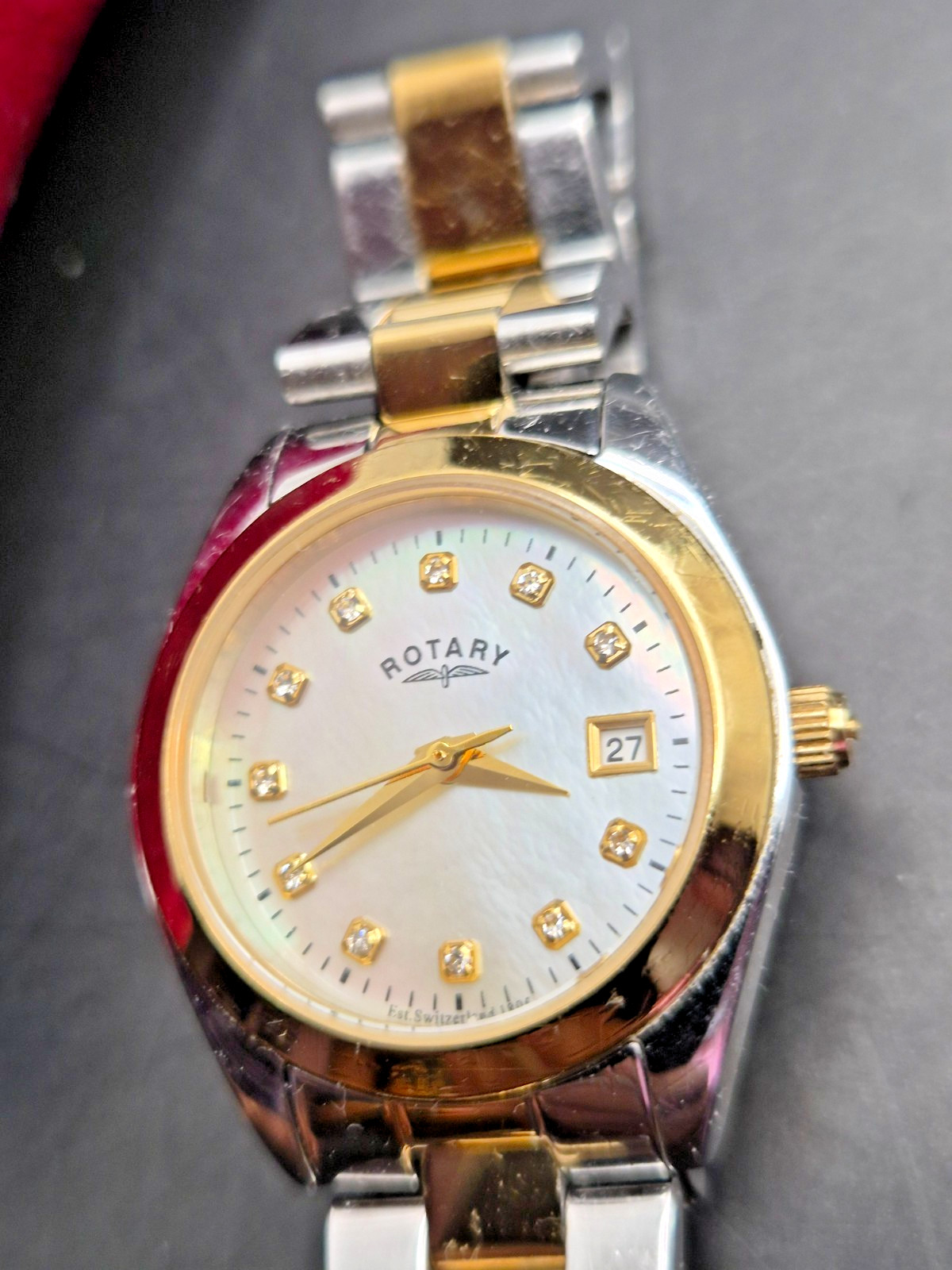 ROTARY Women’s Two-Tone Stainless Steel Bracelet Calendar Watch-VGC/Working