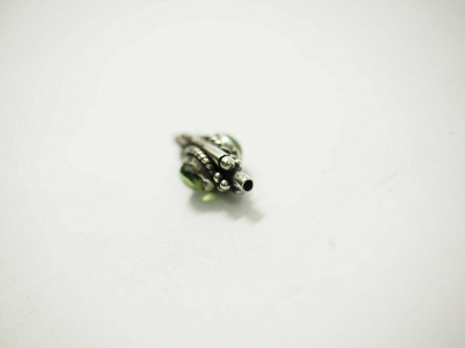 Cute handmade Two Stone Peridot Bali Bead Sterling Silver 18.8mm x 9.2mm