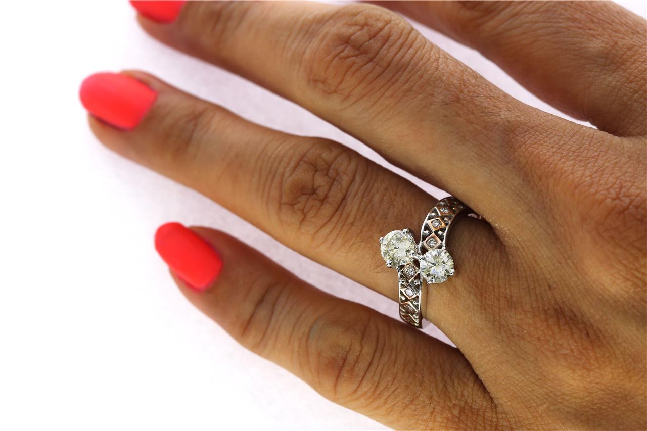 Designer Forever Us Two Stone Ring Round Diamond I1 G 1.15 Ct 14k Solid Gold