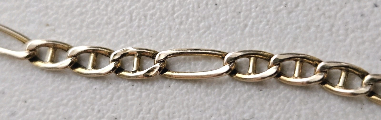Vintage 14K Gold Italy 3mm Figaro Chain Anklet 9-5/8″