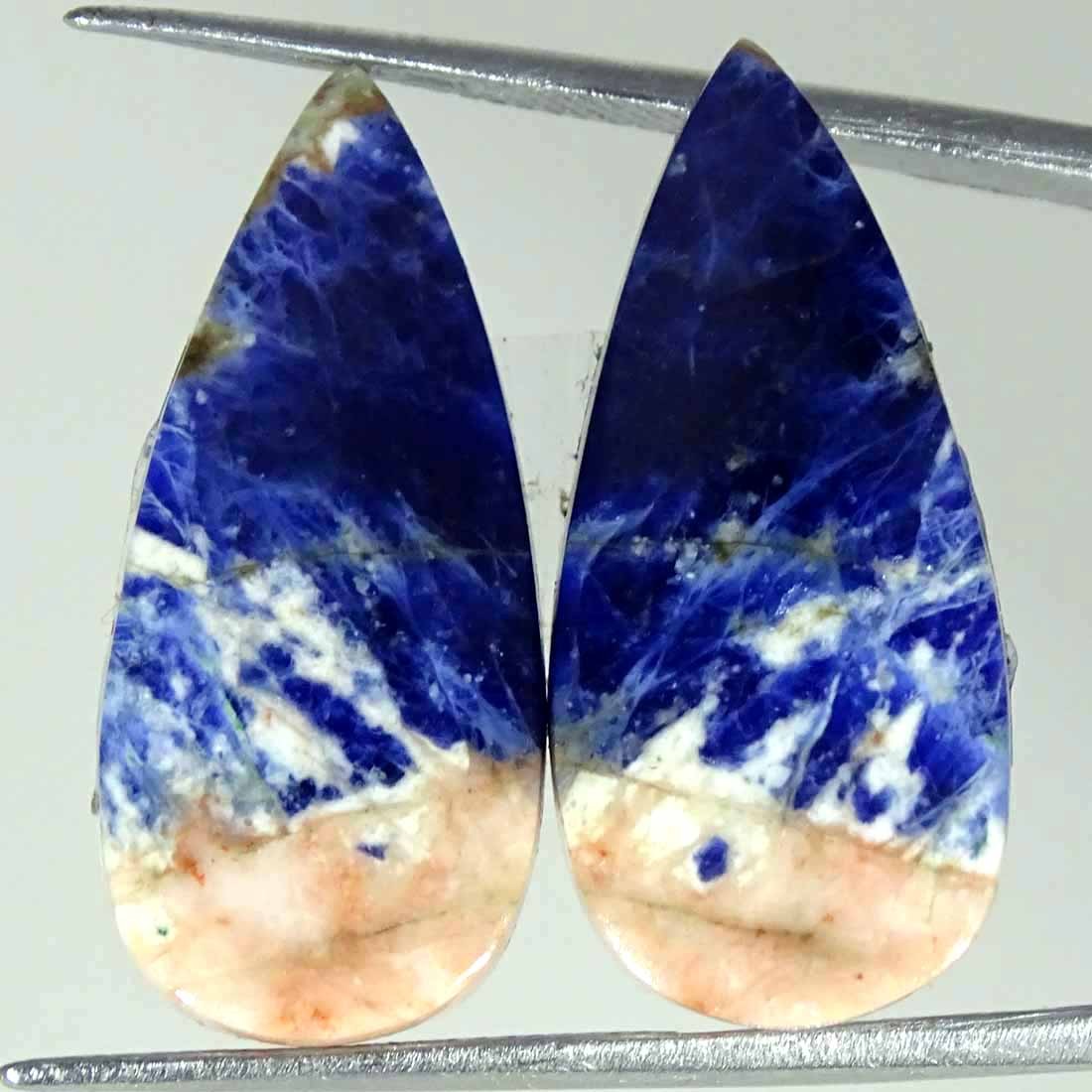 20.50Cts Natural Sodalite Pair Pear Cabochon Loose Gemstone