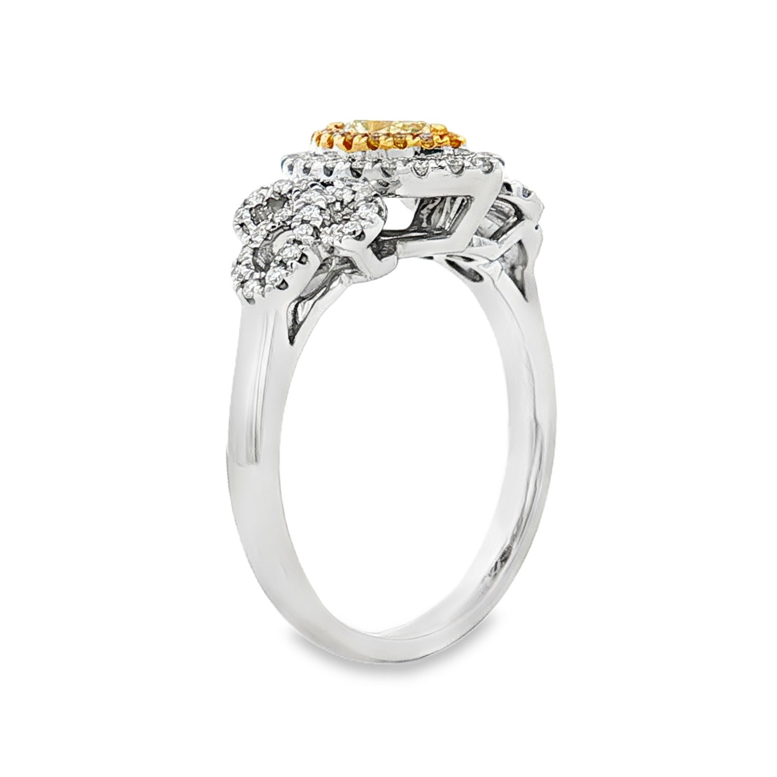 18K White Gold Natural Yellow & White Diamond Size 6.25# Ring SC0103