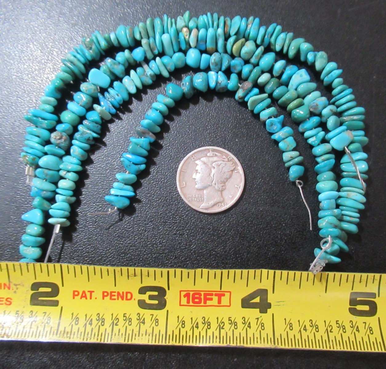 4 ARIZONA TURQUOISE STRANDS = 19 INCHES NUGGETS: 3X3mm TO 8X4mm #880