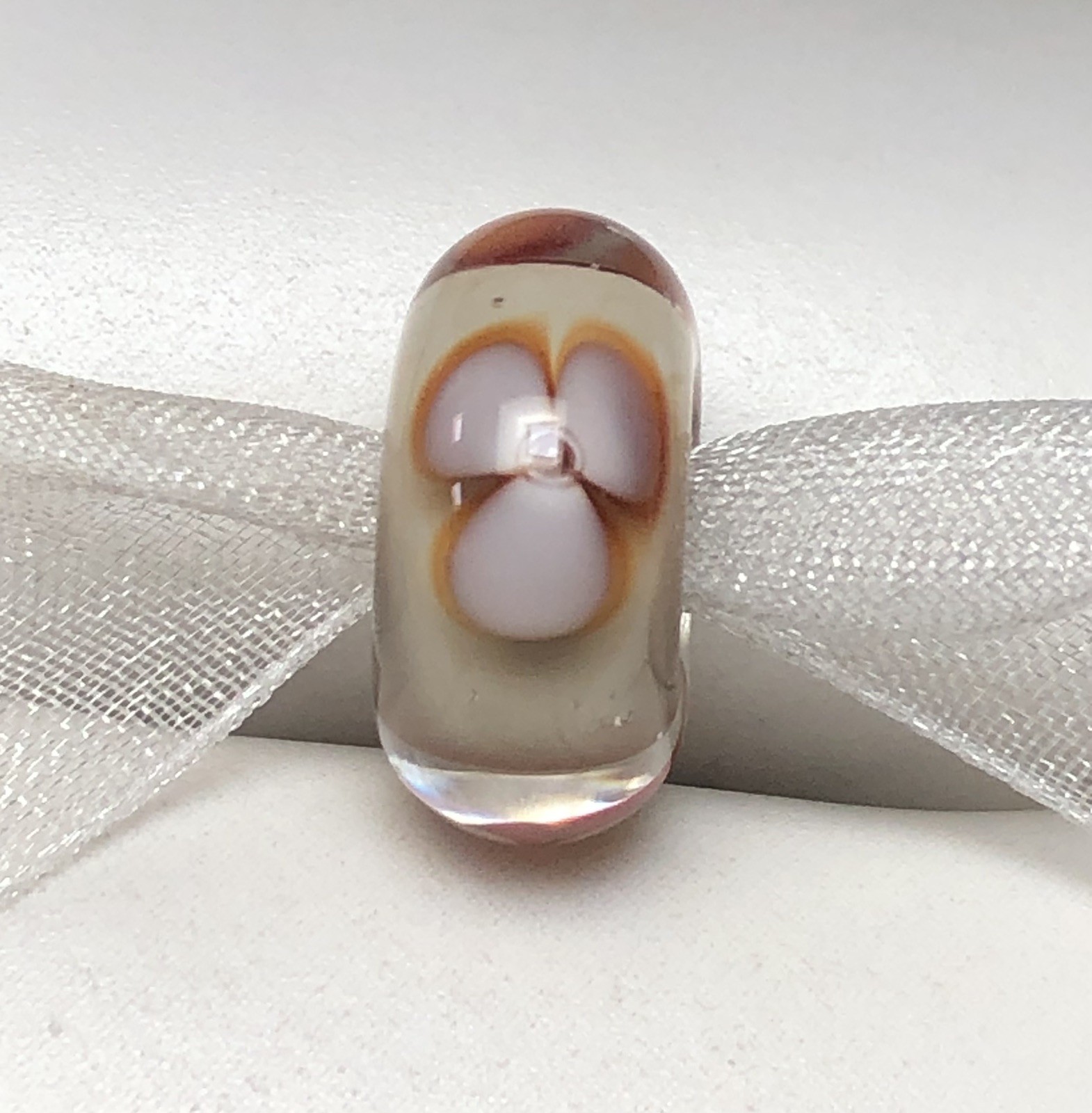 TROLLBEADS (2) RETIRED Cappuccino Flower Bead & Coffee Mug Bead W/Box!! **RARE**