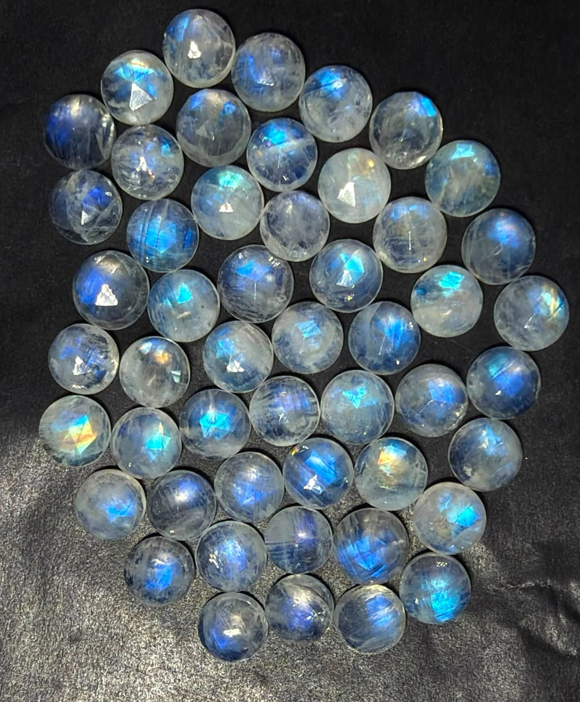 Rainbow Moonstone A One Quality 7 mm Natural Moonstone Rose Cut Loose Gemstone
