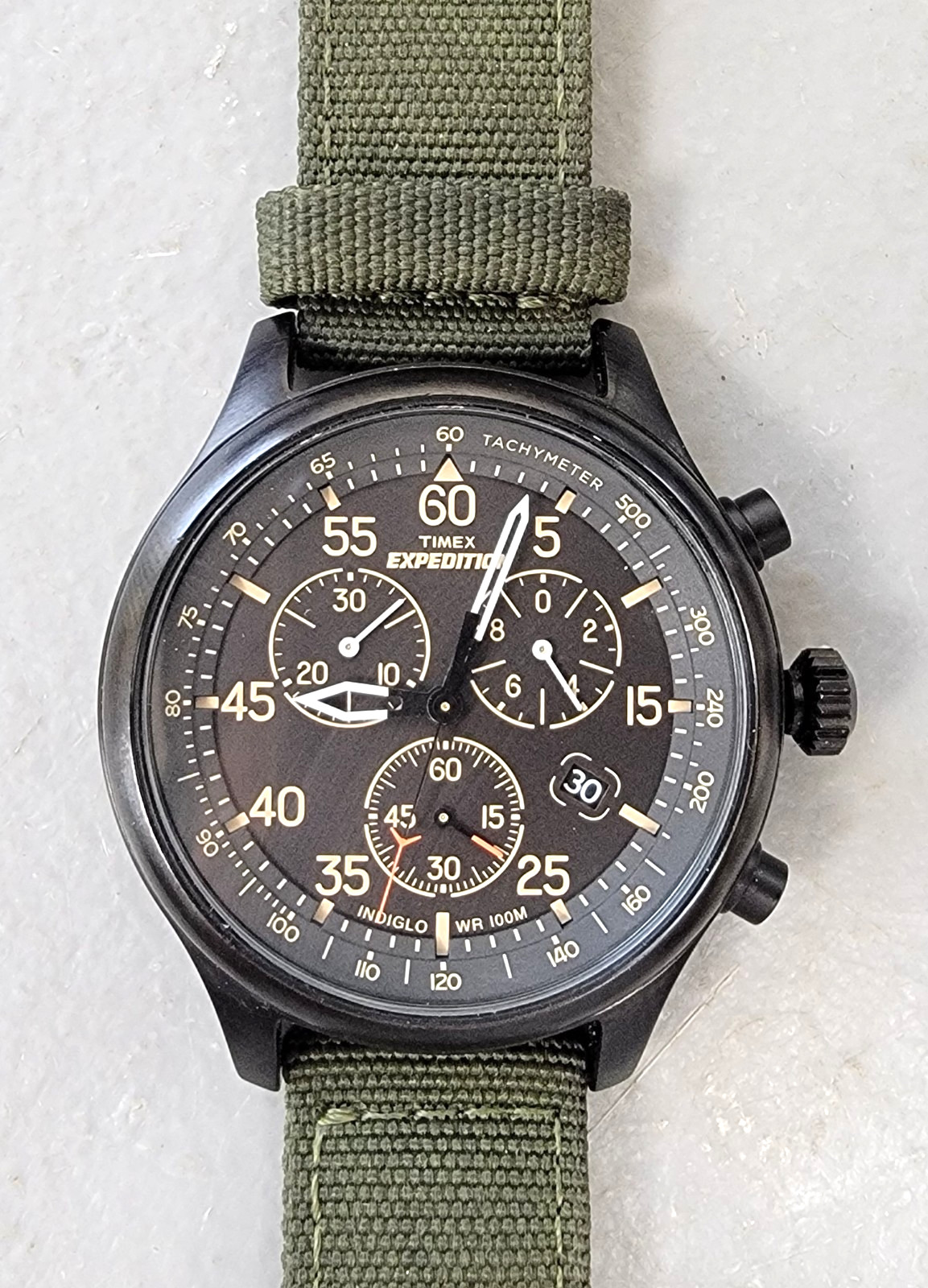 Timex Expedition TW4B10300 Field Chronograph Black Dial Green Strap Men’s Watch