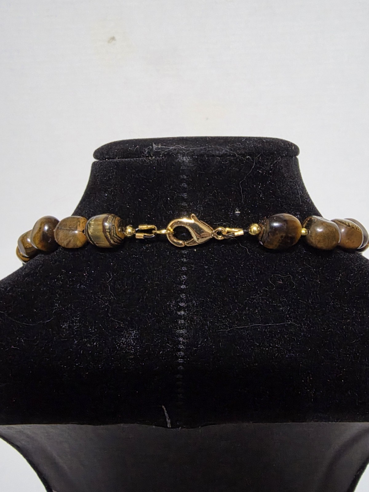 18.5in Earthy Banded Stone Necklace with Golden Sunflower Pendant
