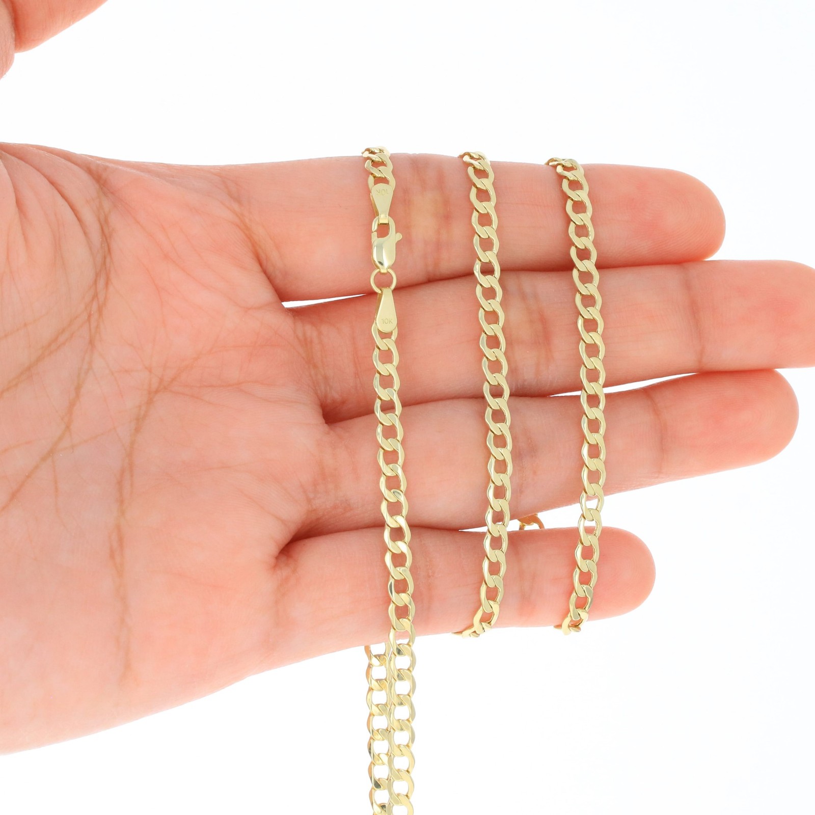 10K Yellow Gold 3.5mm Italian Curb Cuban Chain Link Bracelet or Anklet 7″ 8″ 9″
