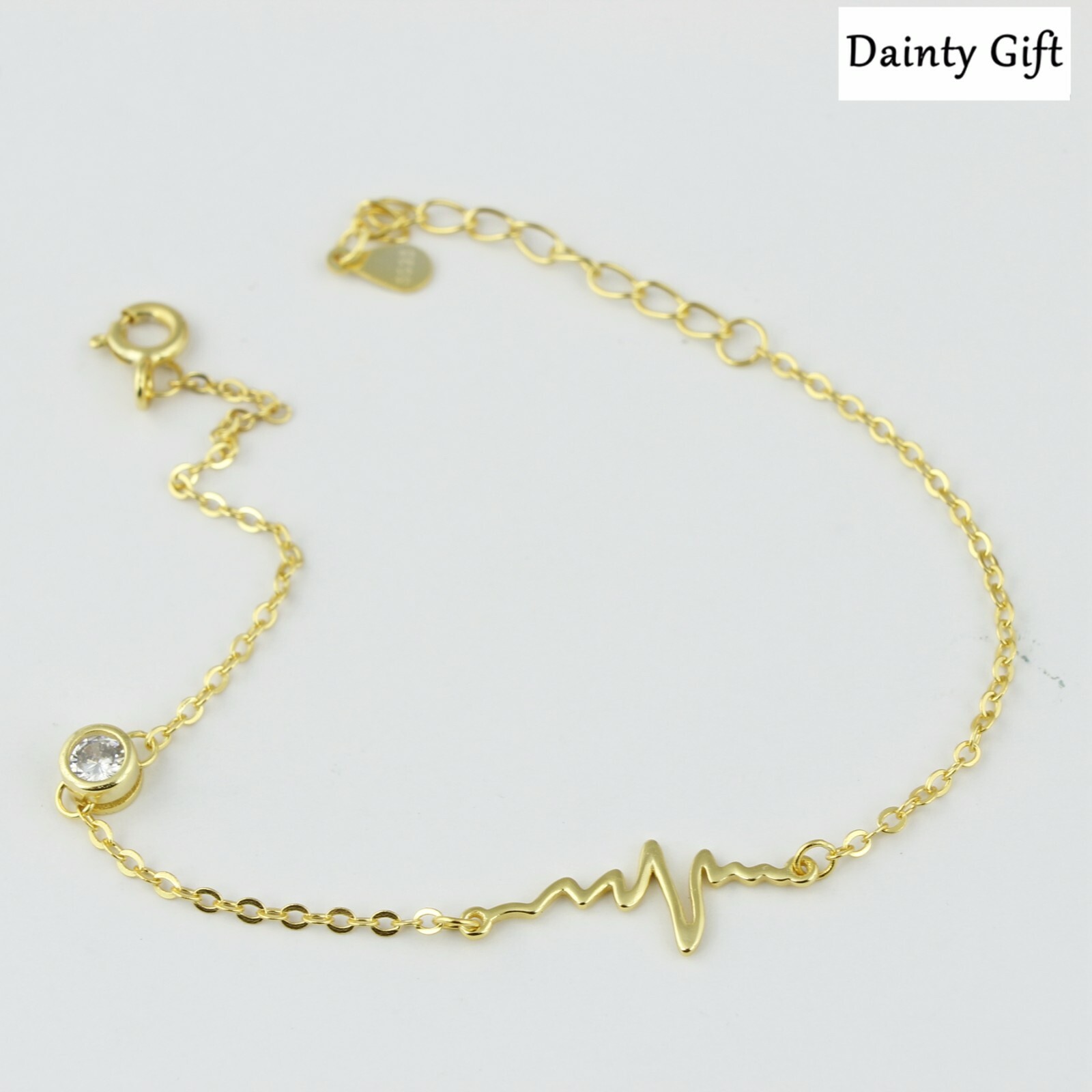 Women / Girl 925 Sterling Silver Fall in Love Heart Beat Chain Bracelet 6-7.2″