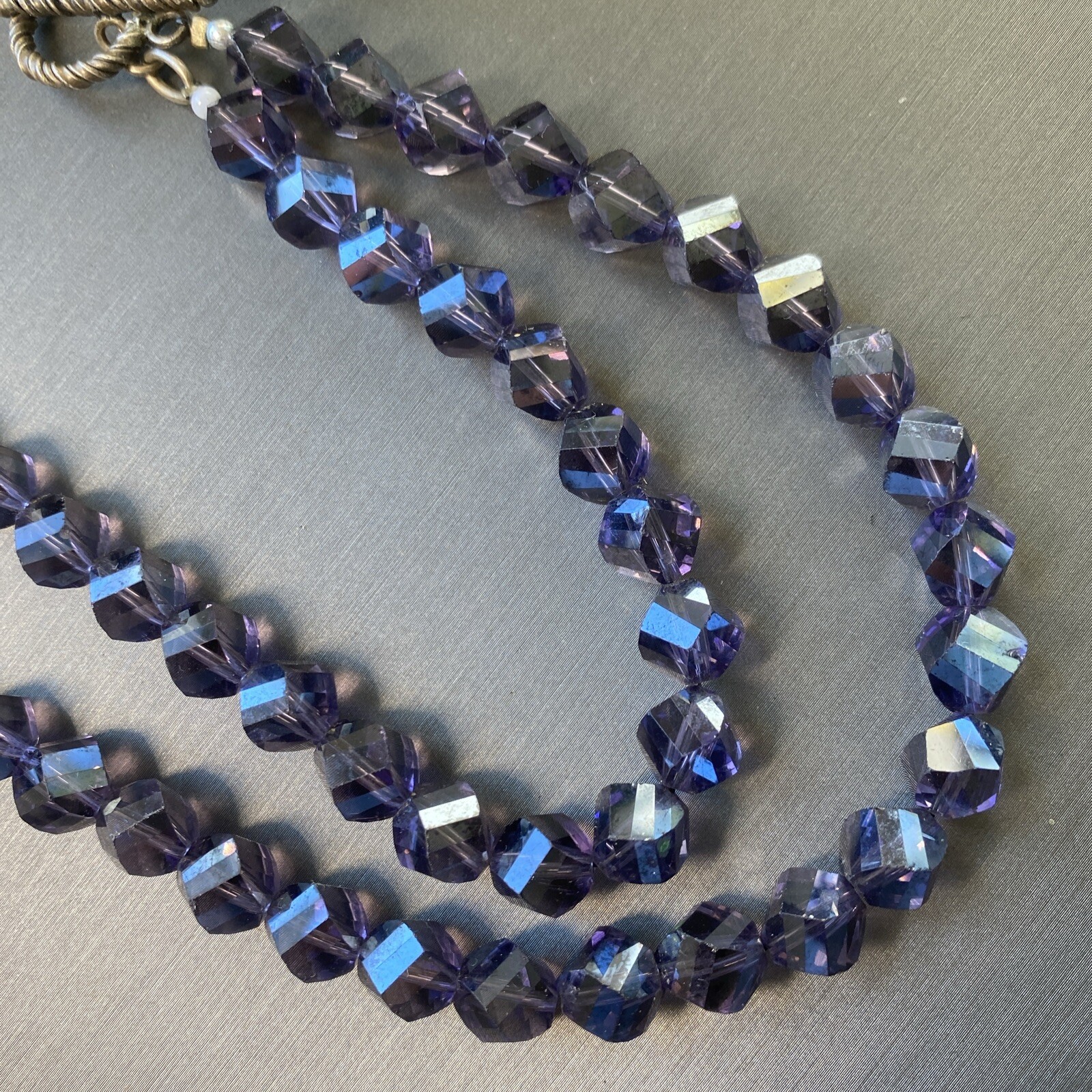 Vintage Czech Art Glass Necklace Estate Jewelry Pre-owned Flapper Girl Style 28″
