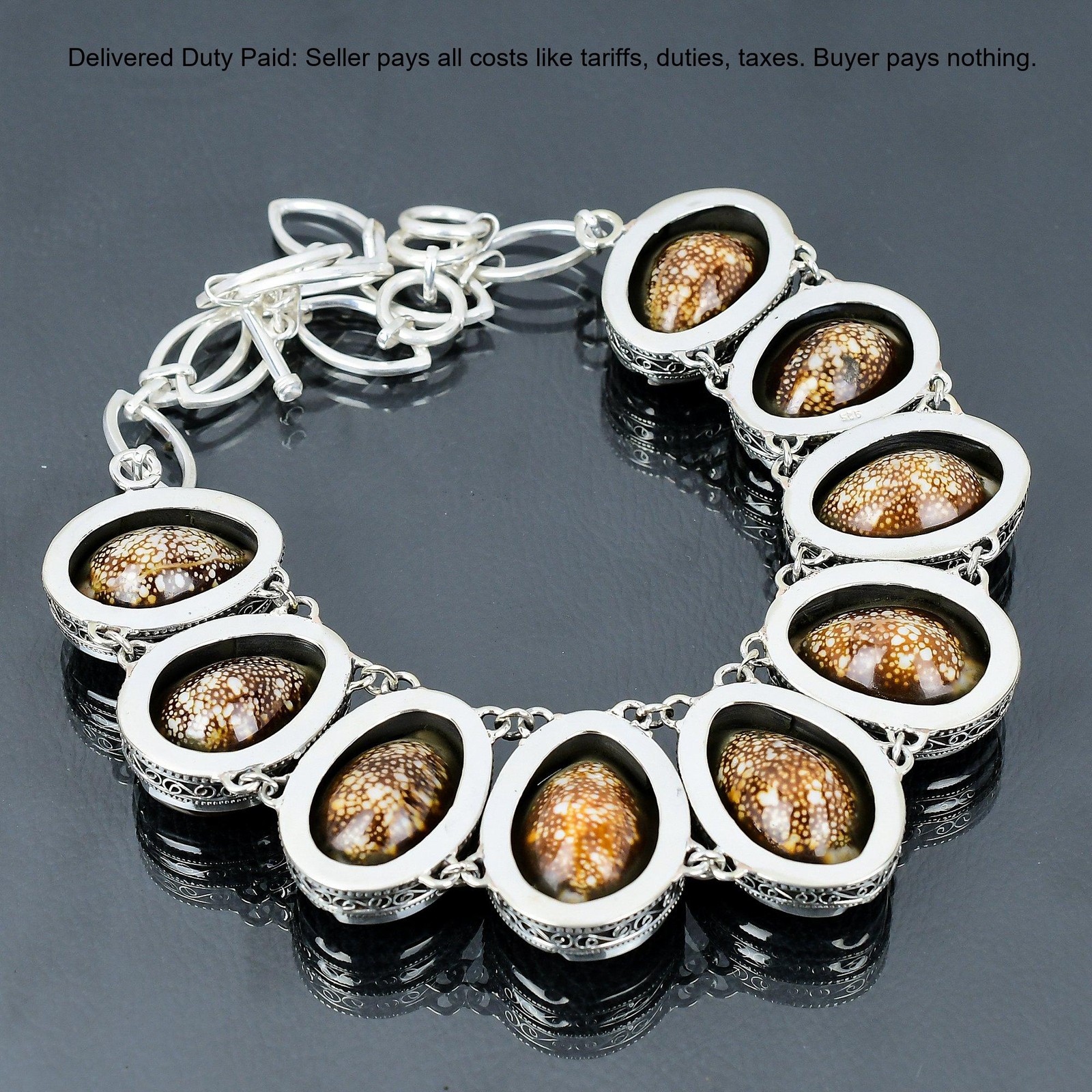 Sterling Silver Cowrie Shell Gemstone Bezel Vintage Wife Chain Wedding Necklace