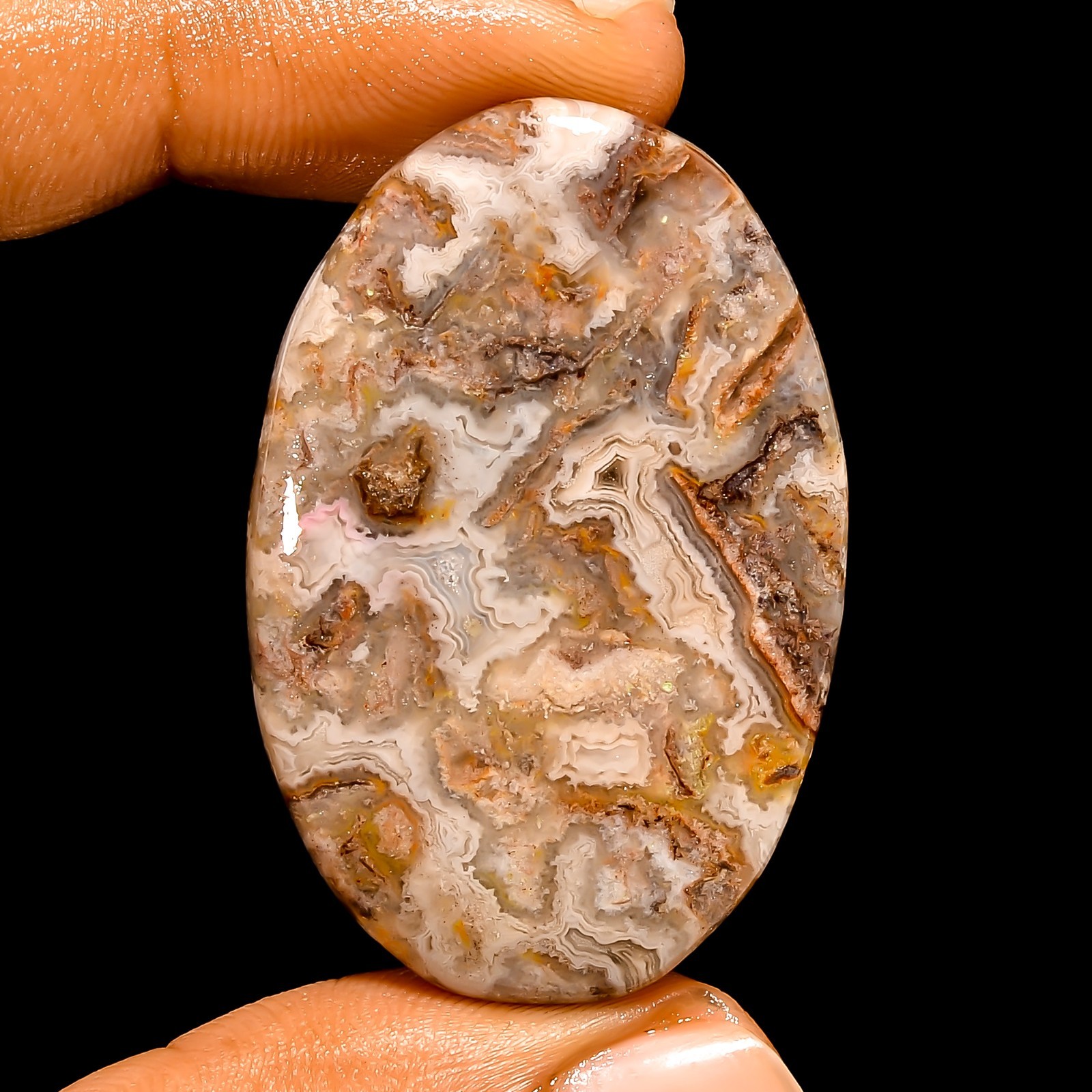 Natural Crazy Lace Agate Cabochon Loose Gemstone For Pendant 50.5 Ct 41X27X5 mm