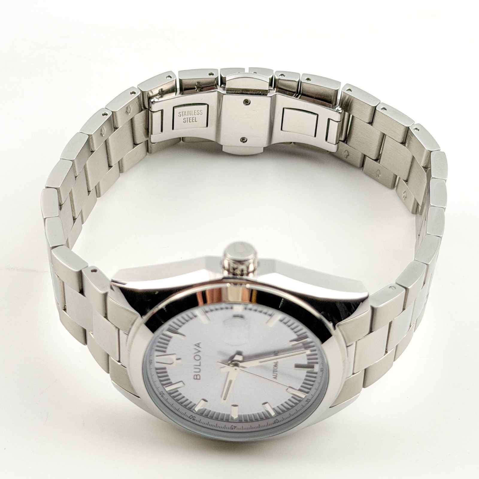 Bulova 96B469 Surveyor Automatic Light Blue Dial Men’s Steel Bracelet Watch 39mm