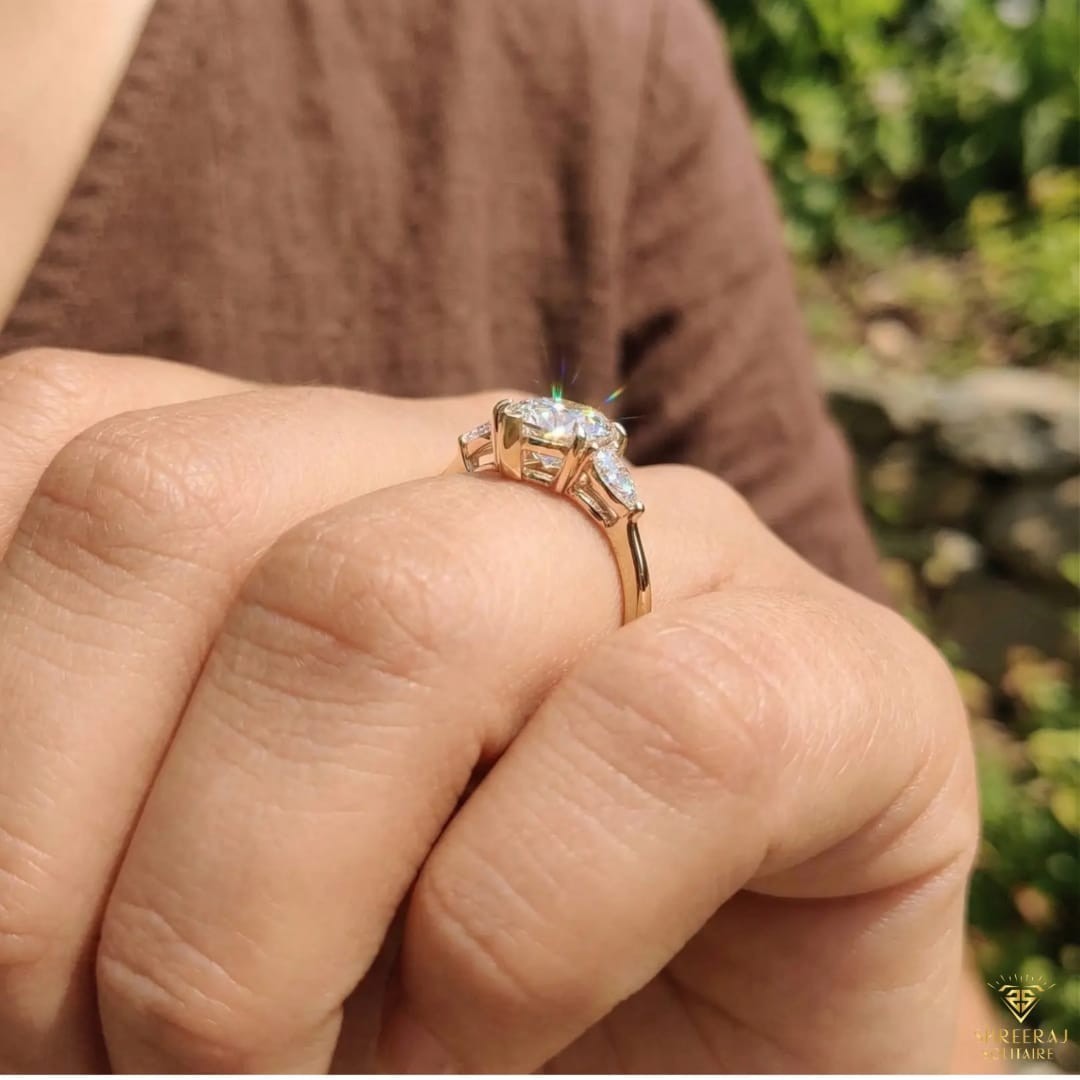 2.50Ct Marquise Cut Moissanite engagement wedding ring design 14k yellow gold fn