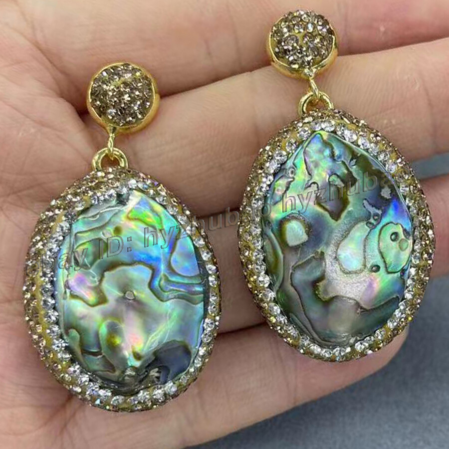 Tourmaline Gem Beads Inlay Abalone Shell Earrings Bracelet Ring Pendant Necklace