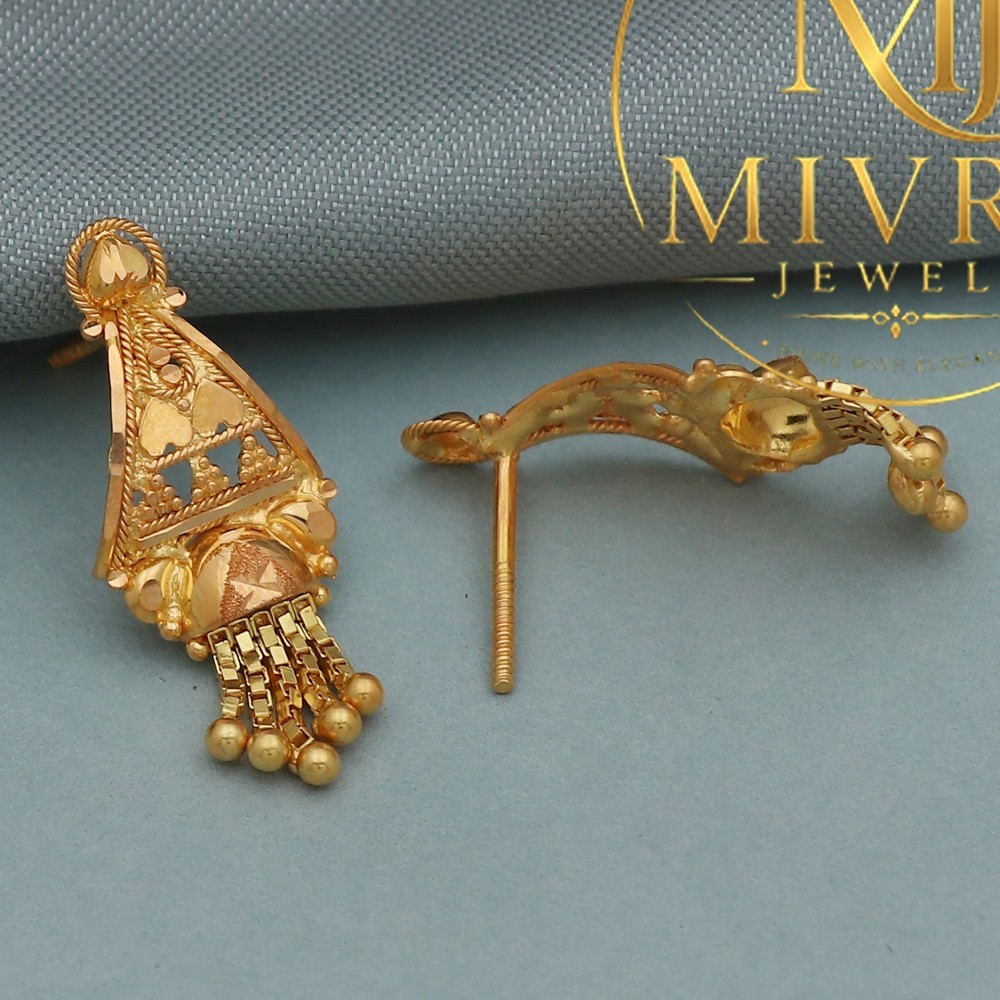 Elegant Festive Gold Jewelry, Authentic Gold Earrings, 2.6 cm x 1 cm, 2.65g